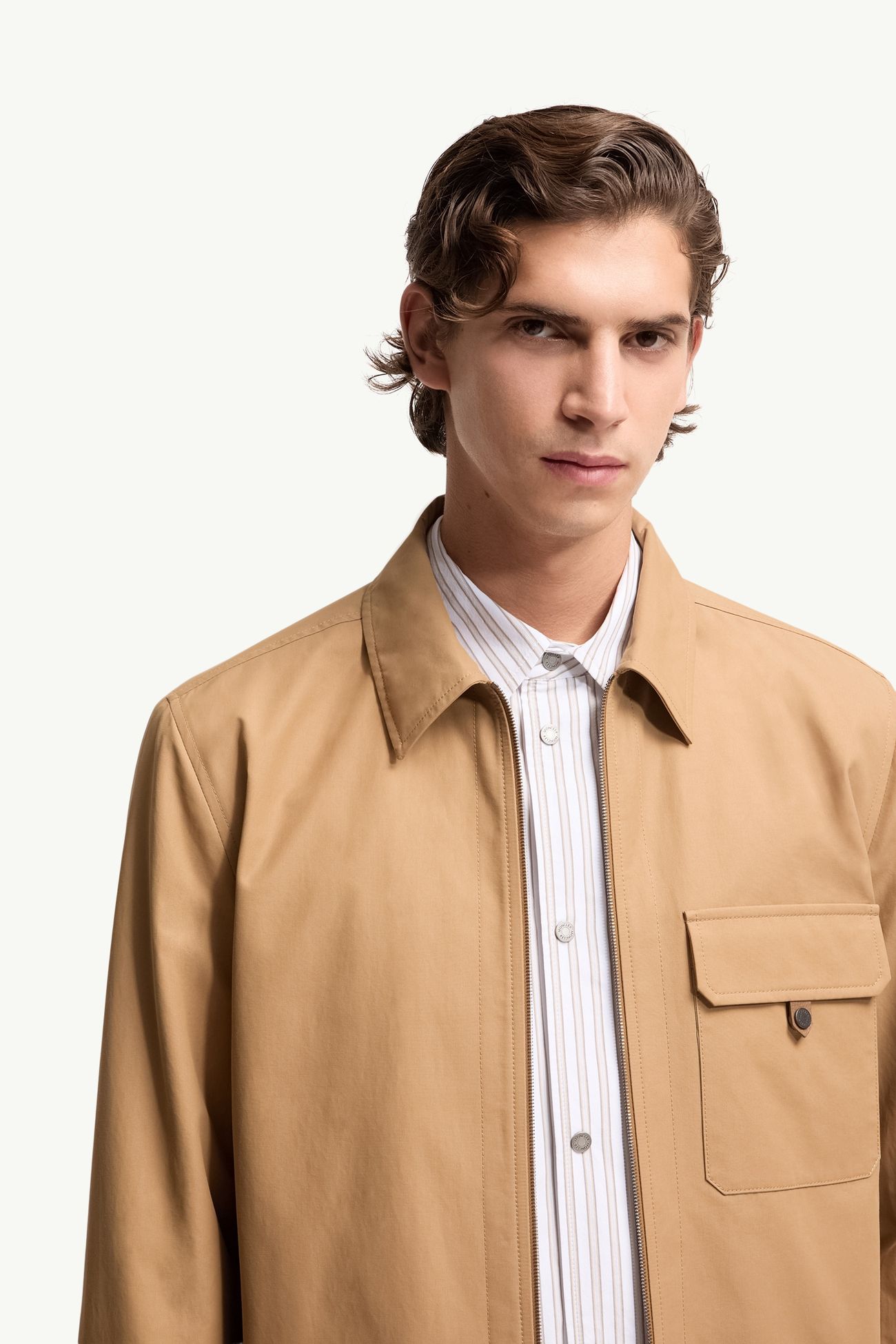 Hemd aus Baumwollmischung mit Lederlogo Herren Beige Moncler 5