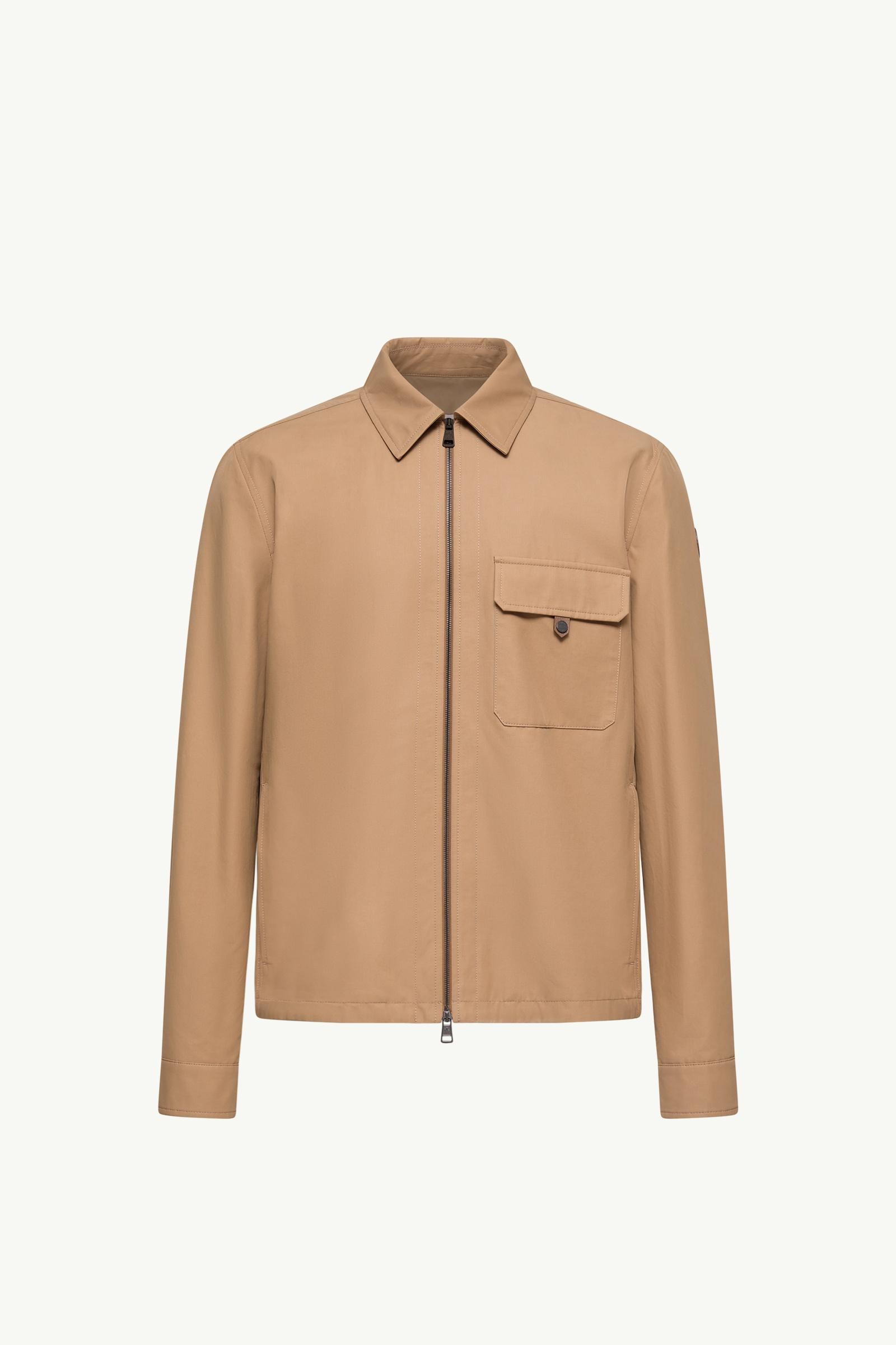 Camicia in misto cotone con logo in pelle Uomo Beige Moncler, 1 of 0