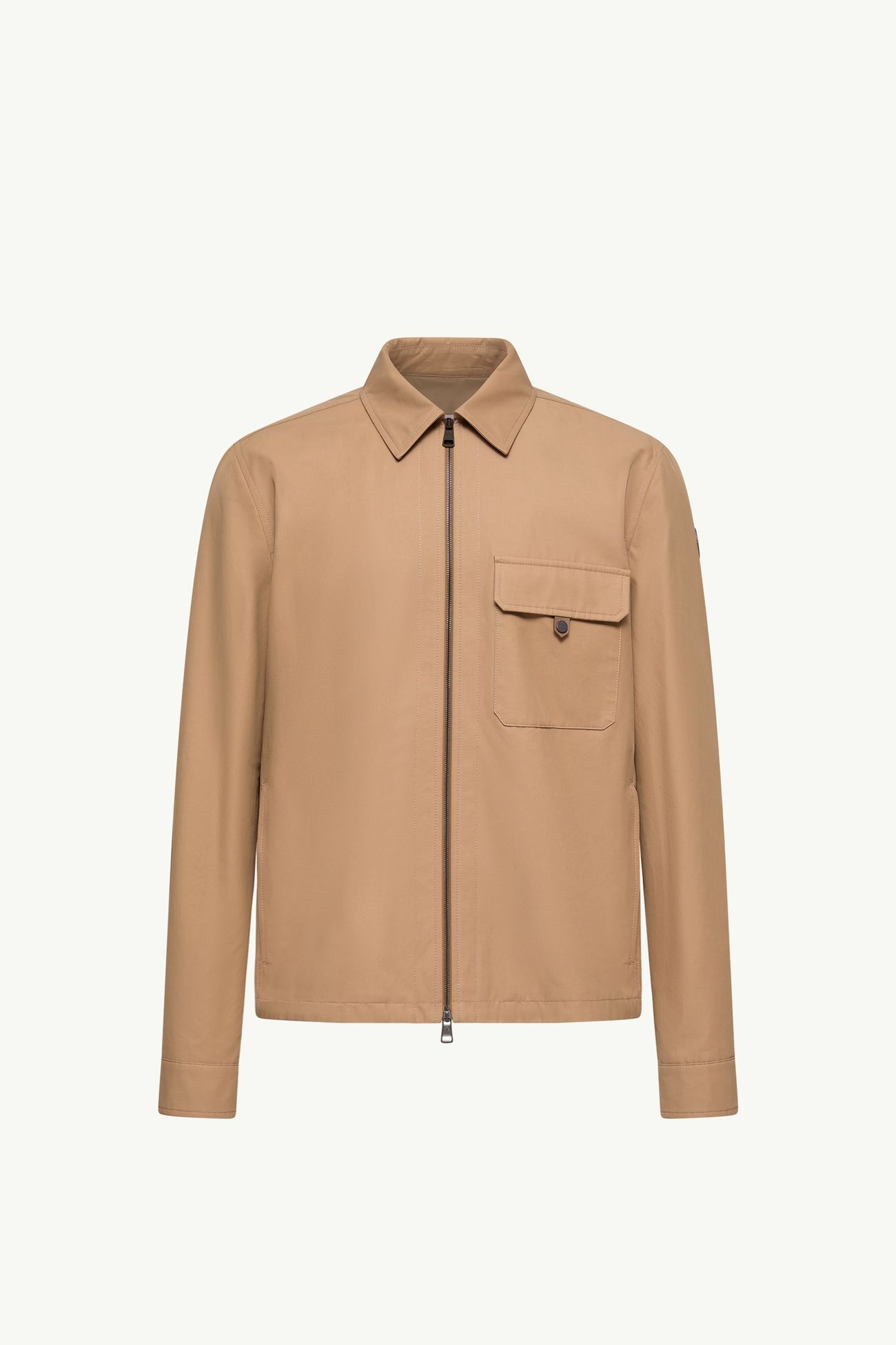 Camicia in misto cotone con logo in pelle Uomo Beige Moncler 2