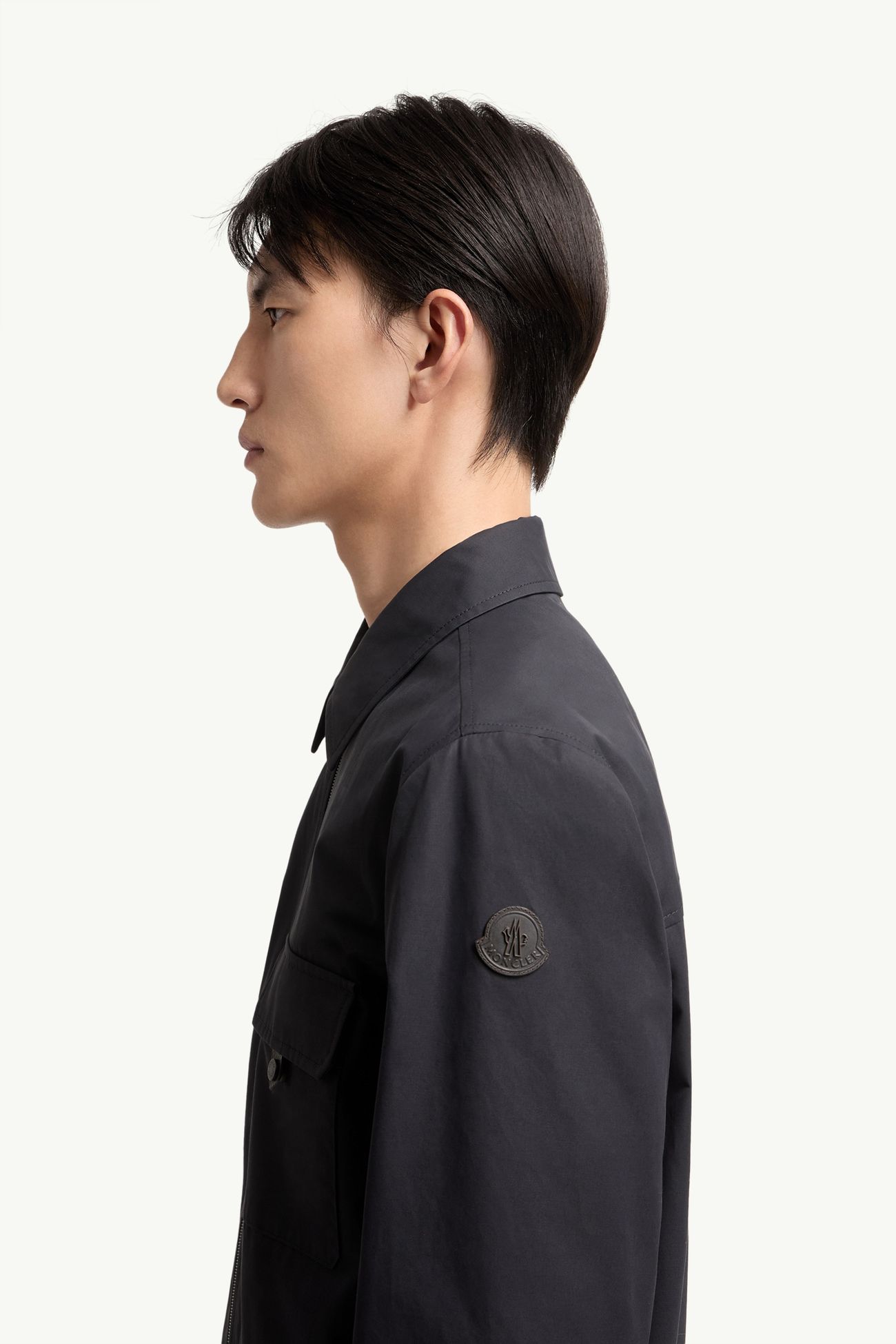 Hemdjacke aus Baumwollmischung mit Lederlogo Herren Navyblau Moncler 1