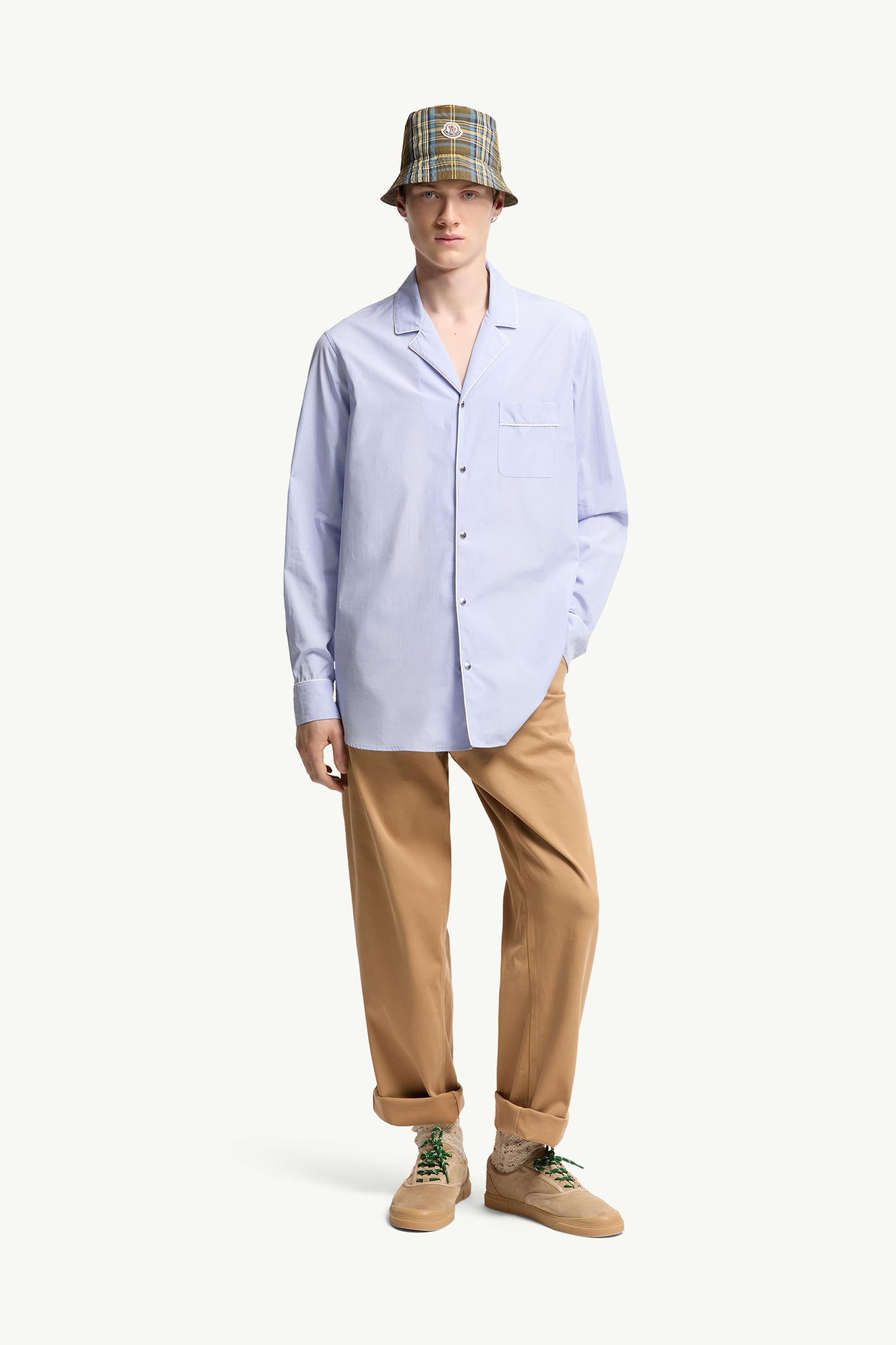 Light Blue Fil-à-Fil Cotton Long Sleeve Shirt - Shirts for Men