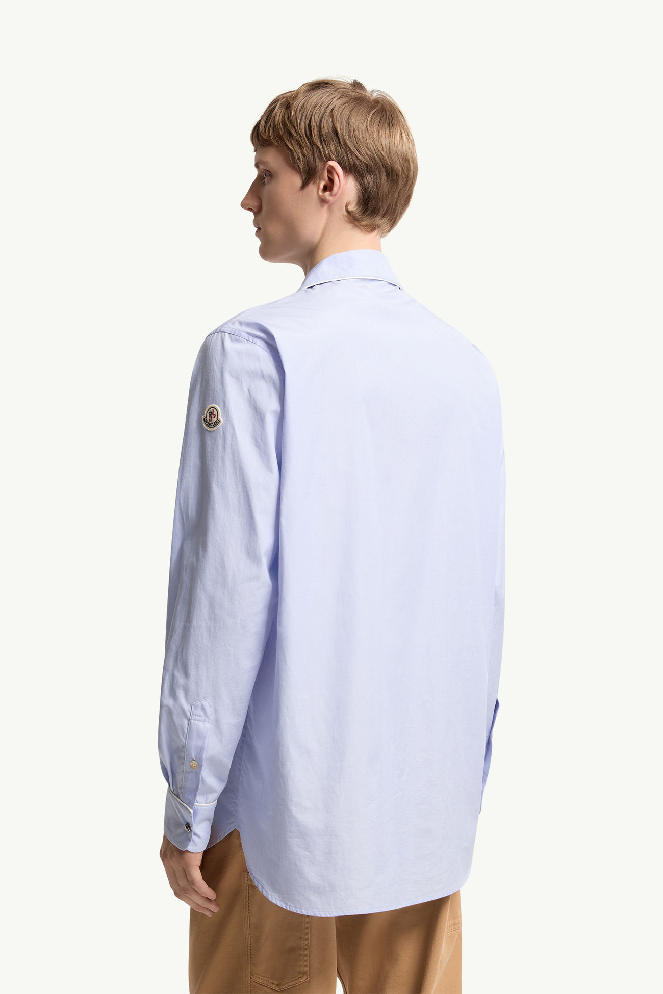 Camicia a maniche lunghe in cotone fil-à-fil Uomo Celeste Moncler 4