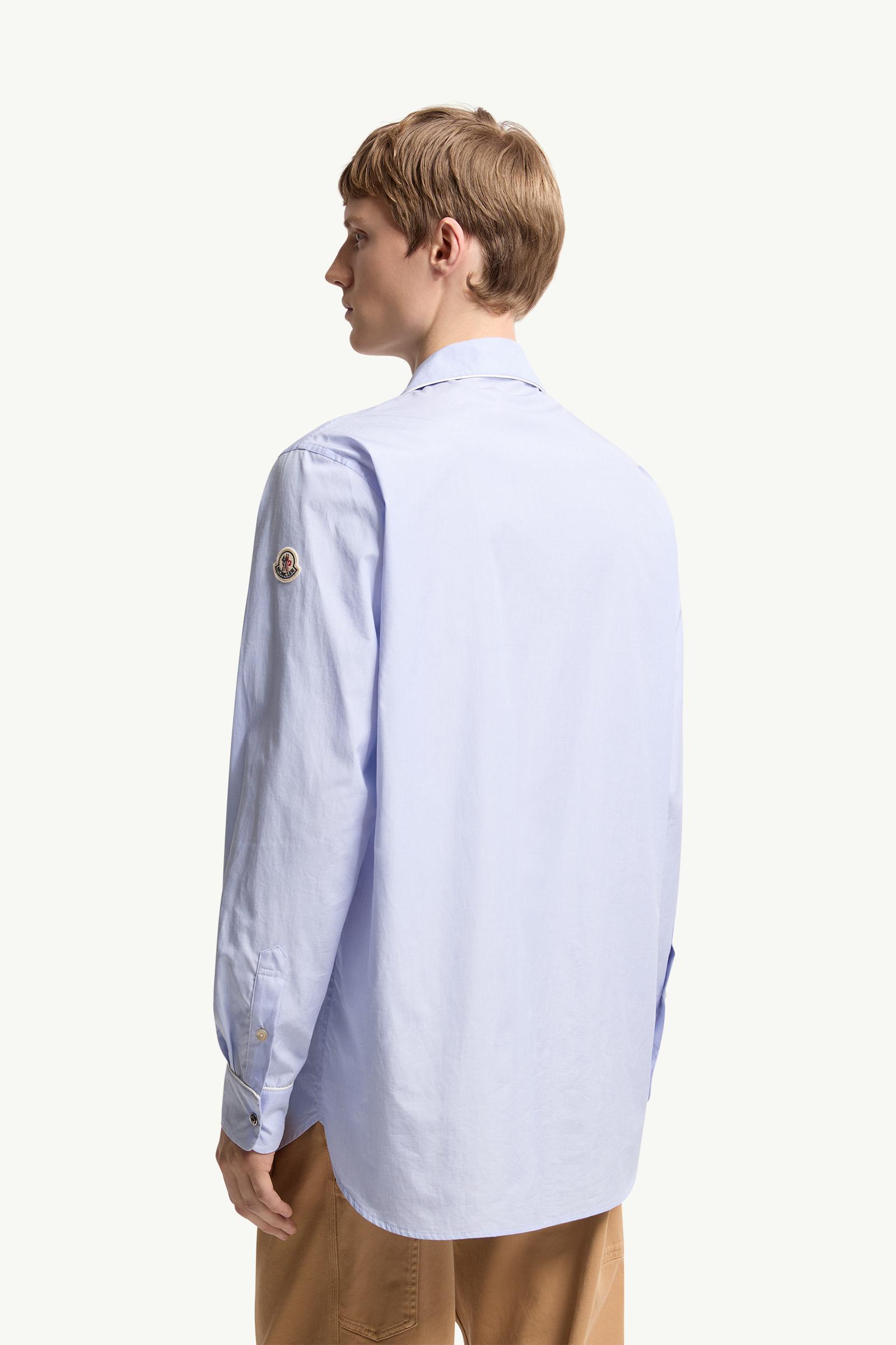 Light Blue Fil-à-Fil Cotton Long Sleeve Shirt - Shirts for Men