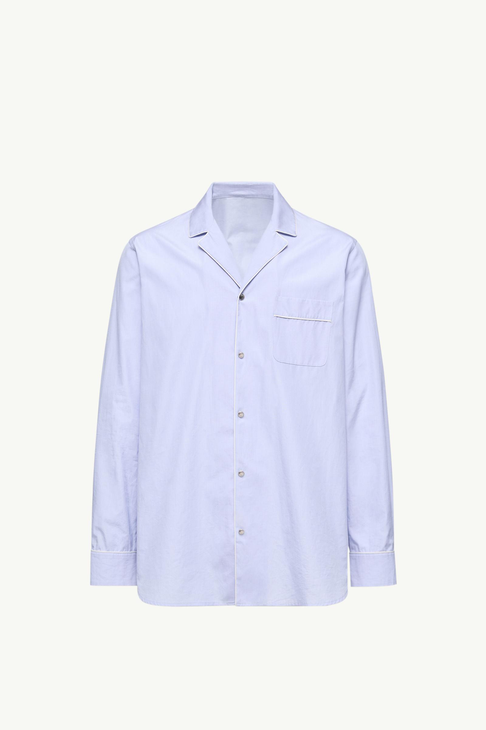 Light Blue Fil-à-Fil Cotton Long Sleeve Shirt - Shirts for Men