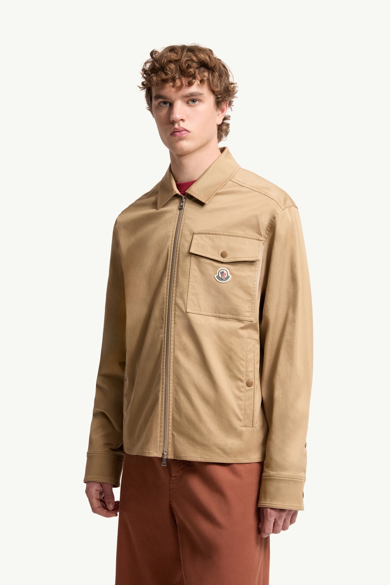 Giacca camicia in gabardine di misto cotone Uomo Beige Moncler 3