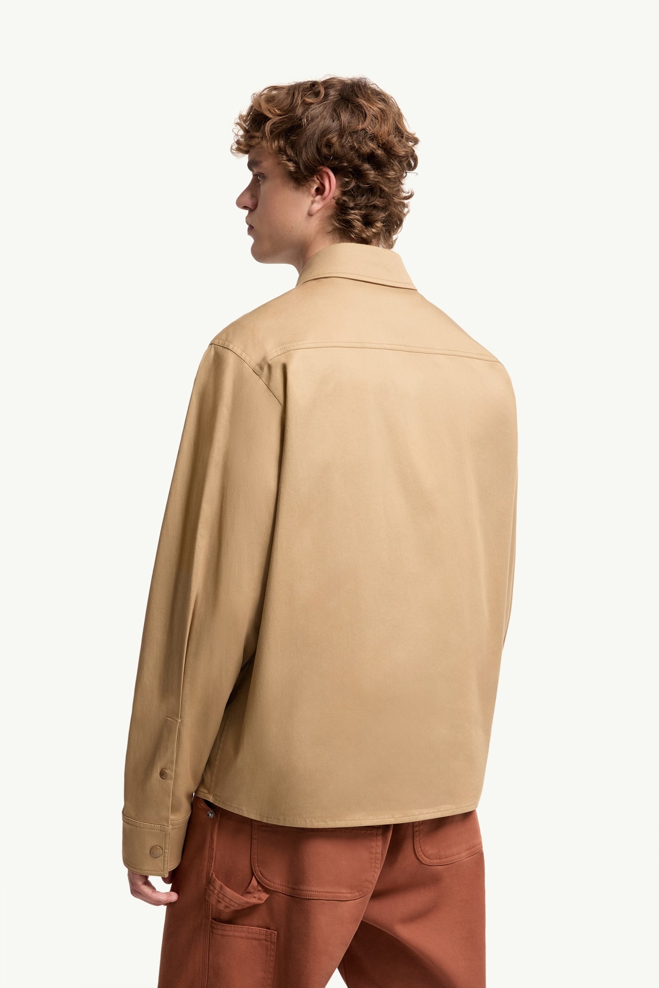 Cotton Blend Gabardine Shirt Jacket Men Beige Moncler 4