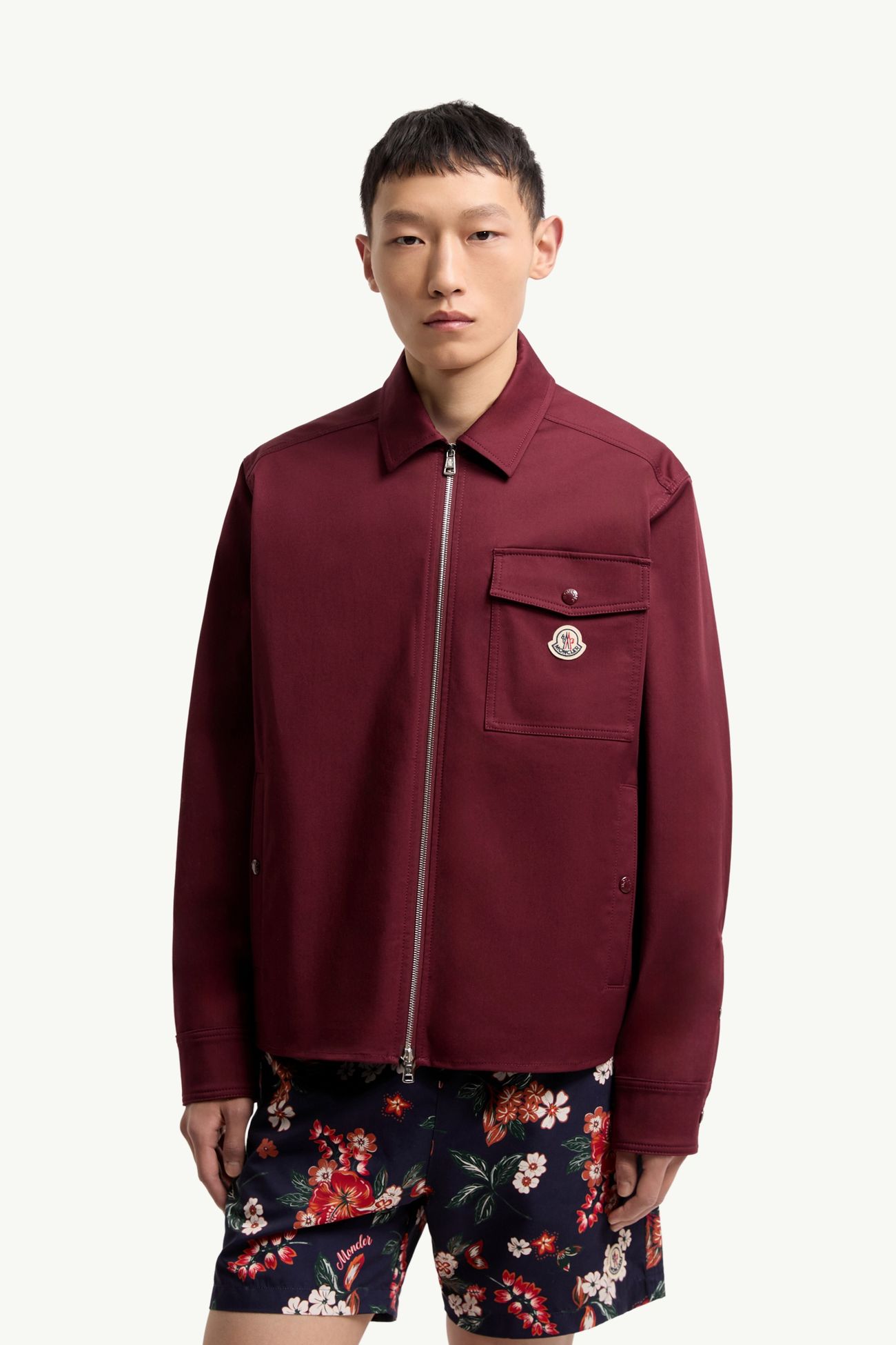 Giacca camicia in gabardine di misto cotone Uomo Bordeaux Moncler 3