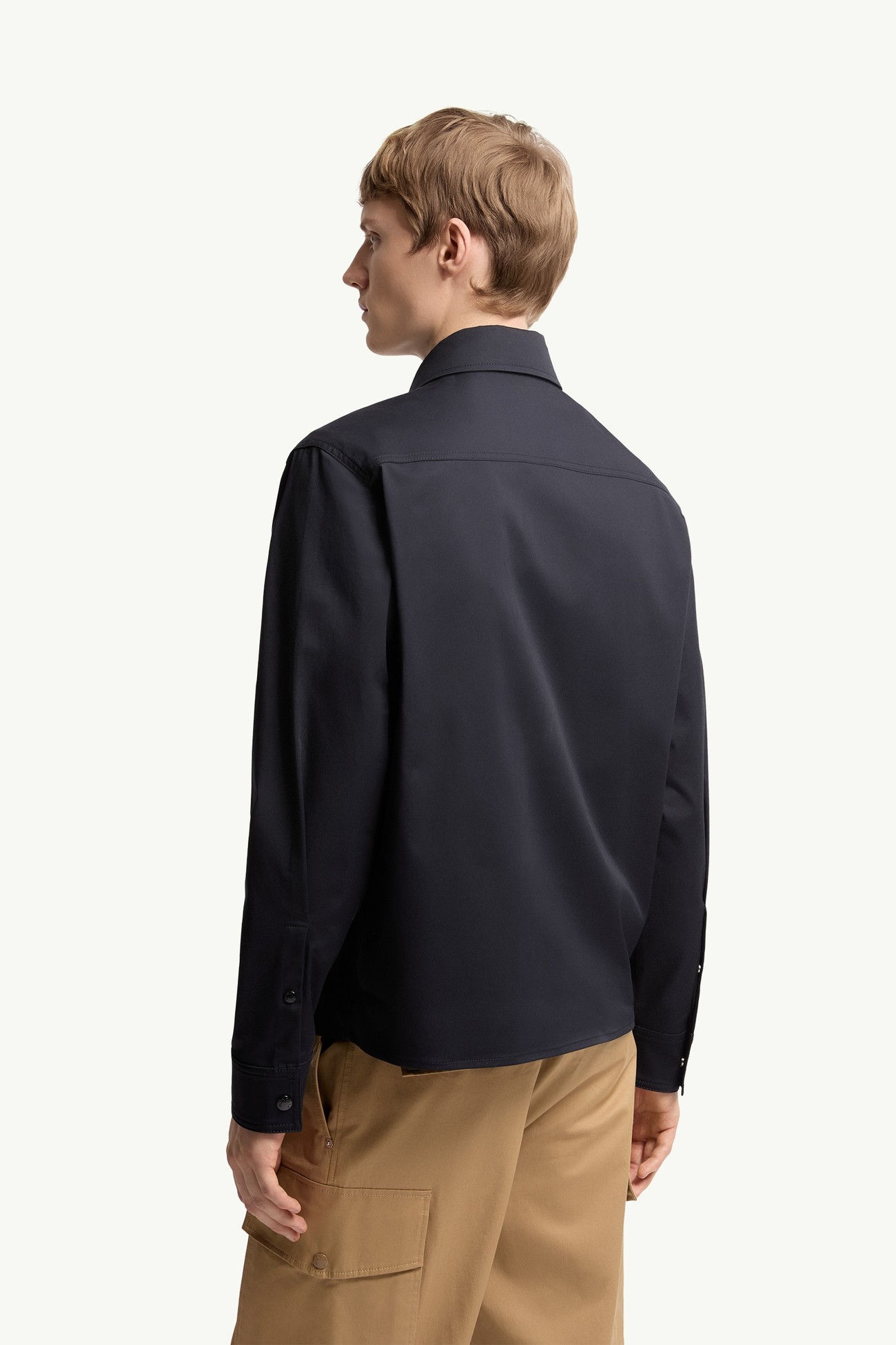Giacca camicia in gabardine di misto cotone Uomo Blu Navy Moncler 4