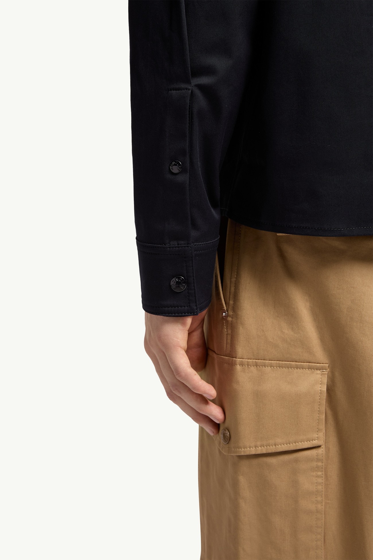 Giacca camicia in gabardine di misto cotone Uomo Blu Navy Moncler 5
