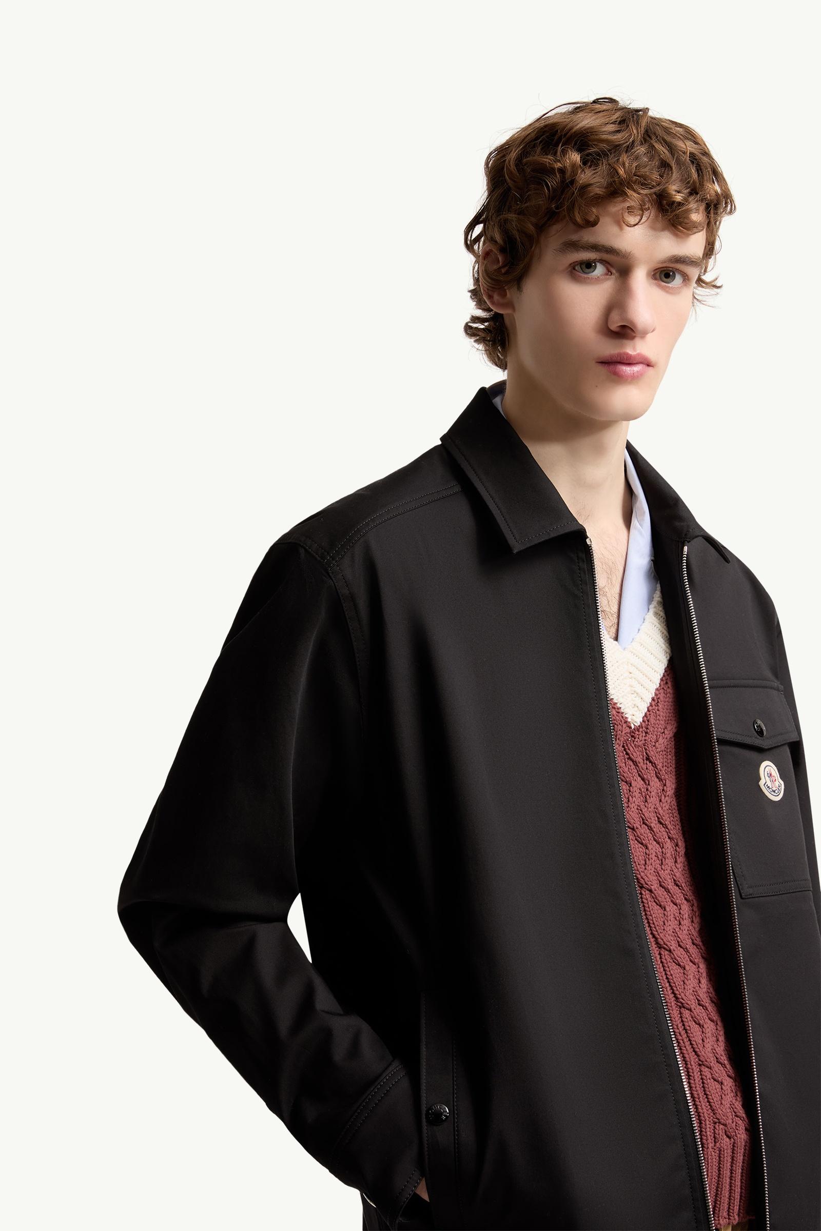 Black Cotton Blend Gabardine Shirt Jacket - Shirt Jackets for Men