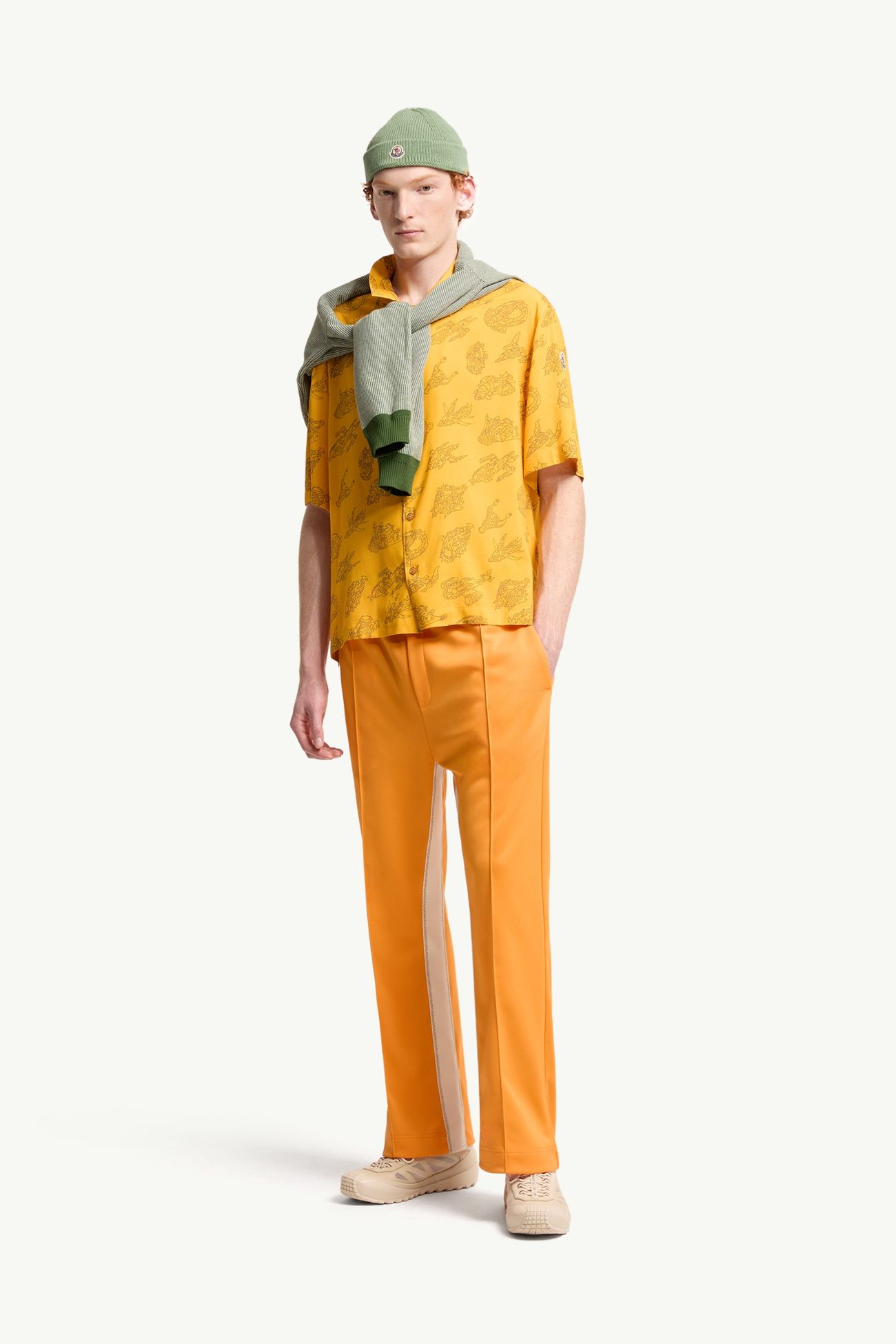 Chemise à manches courtes à imprimé MonDuck espace Hommes Jaune Moncler 0