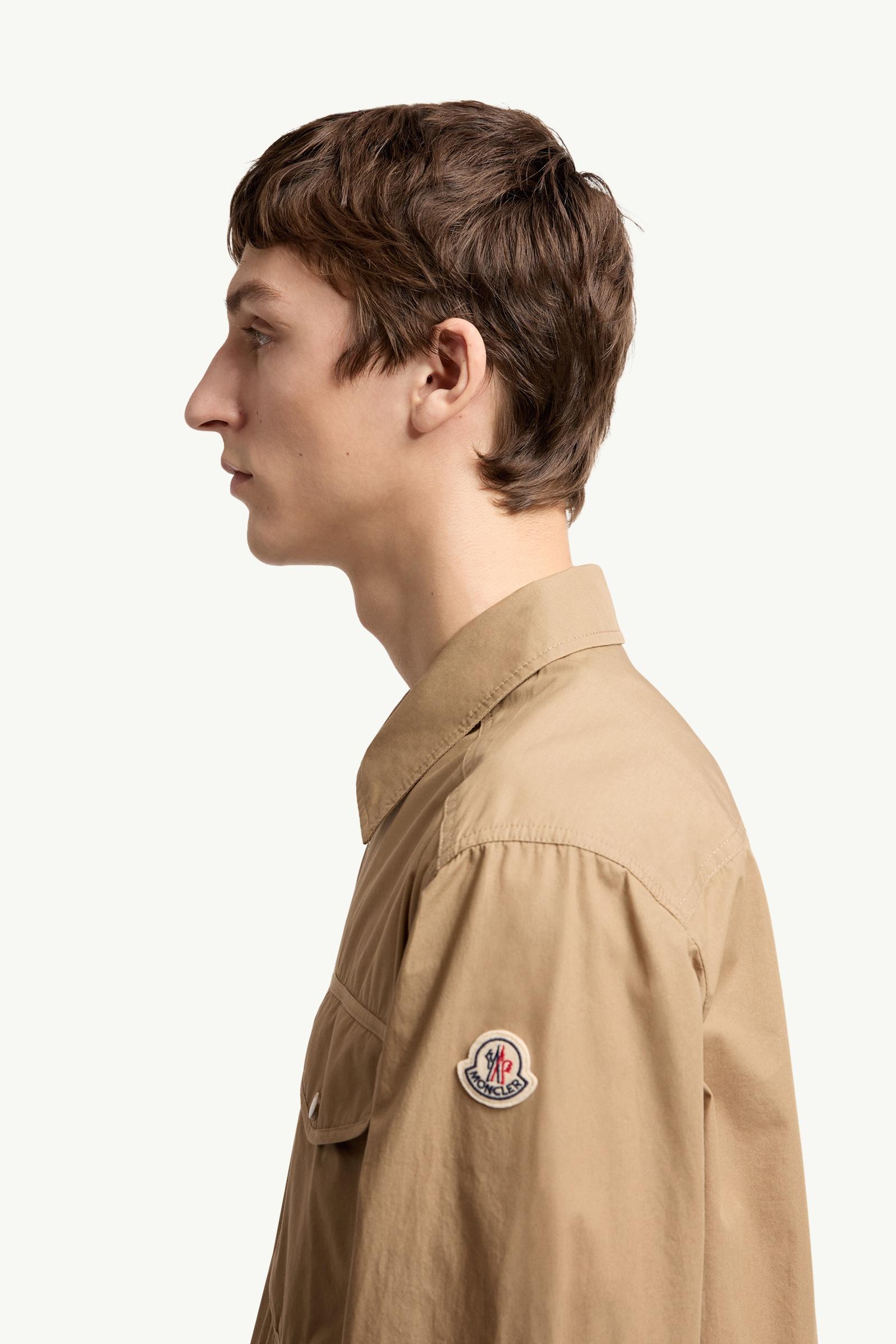 Beige Cotton Poplin Long Sleeve Zip-Up Shirt Jacket - Shirt