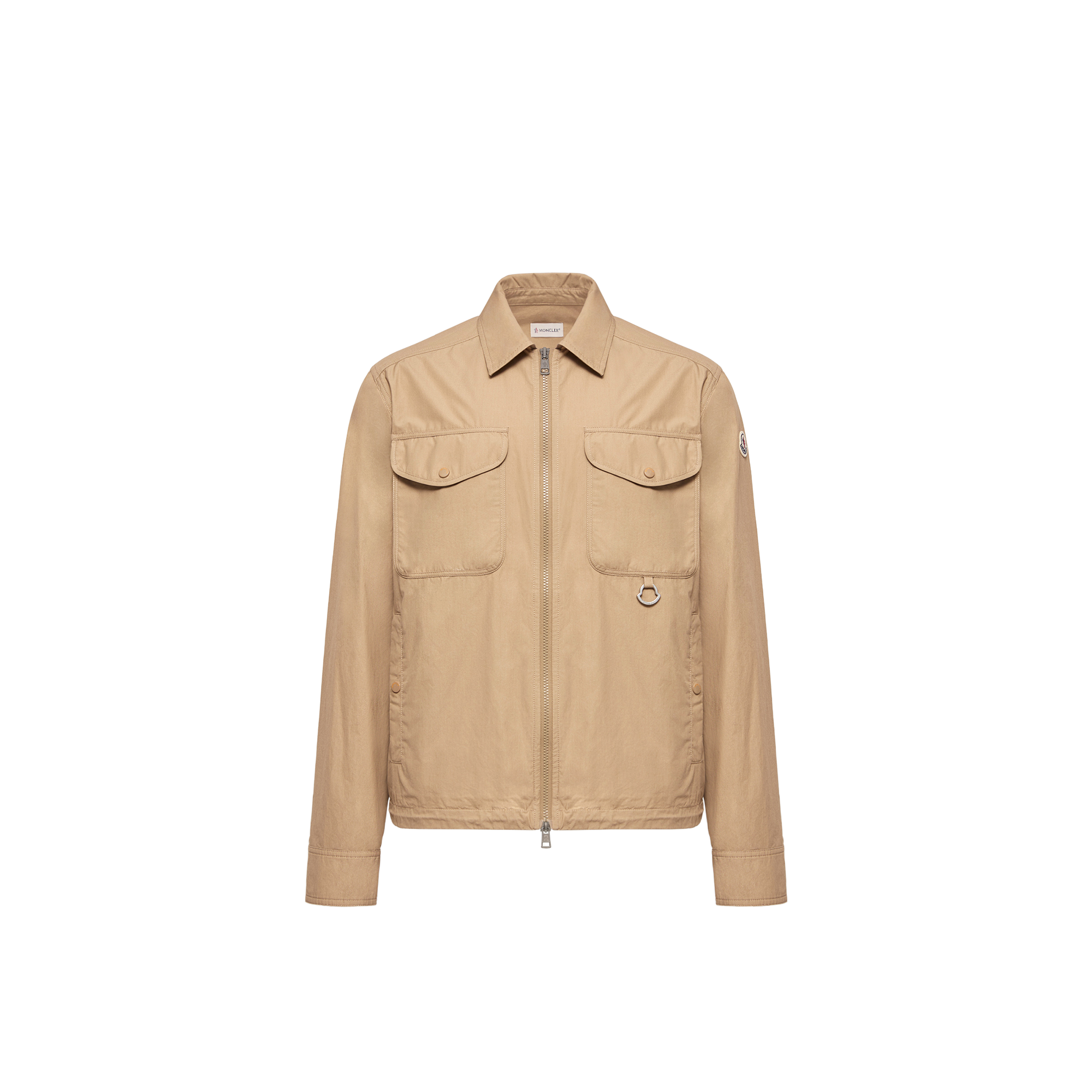 Moncler   Cotton Poplin Long Sleeve Zip-Up Shirt Jacket for Men in Beige, Size: Xl