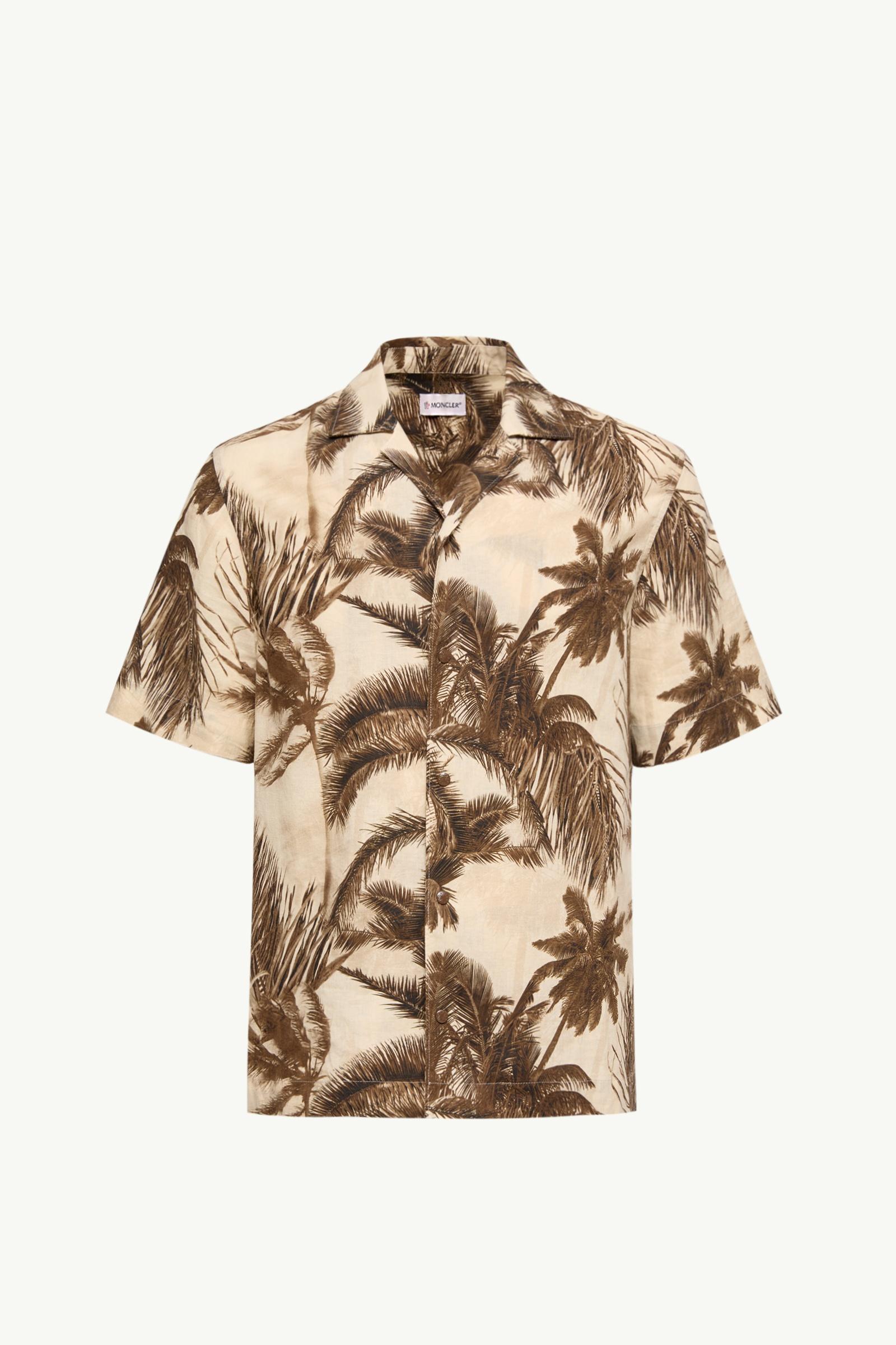 Cotton & Linen Blend Short Sleeve Shirt Men Beige & Green Moncler, 1 of 0