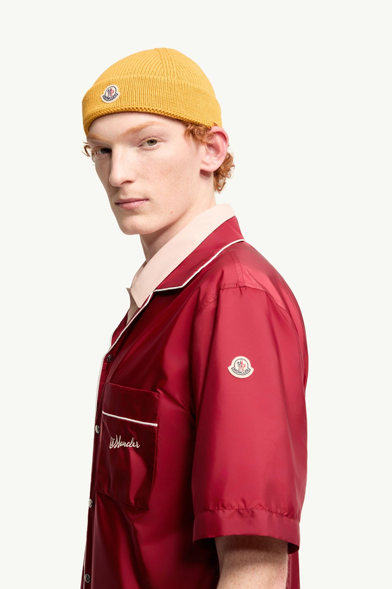 Langarmhemd mit gesticktem Logo Herren Burgunderrot Moncler 1