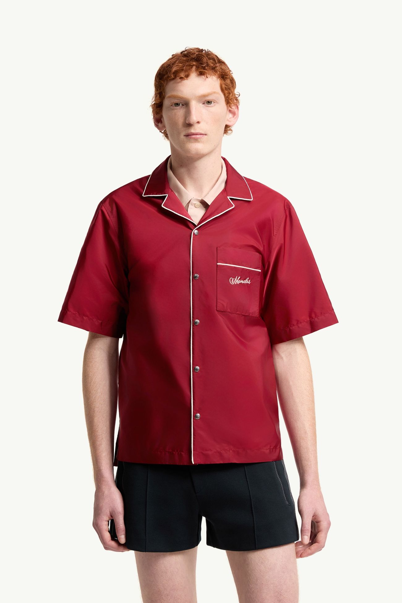 Camisa de manga corta con logotipo bordado Hombre Burdeos Moncler 3