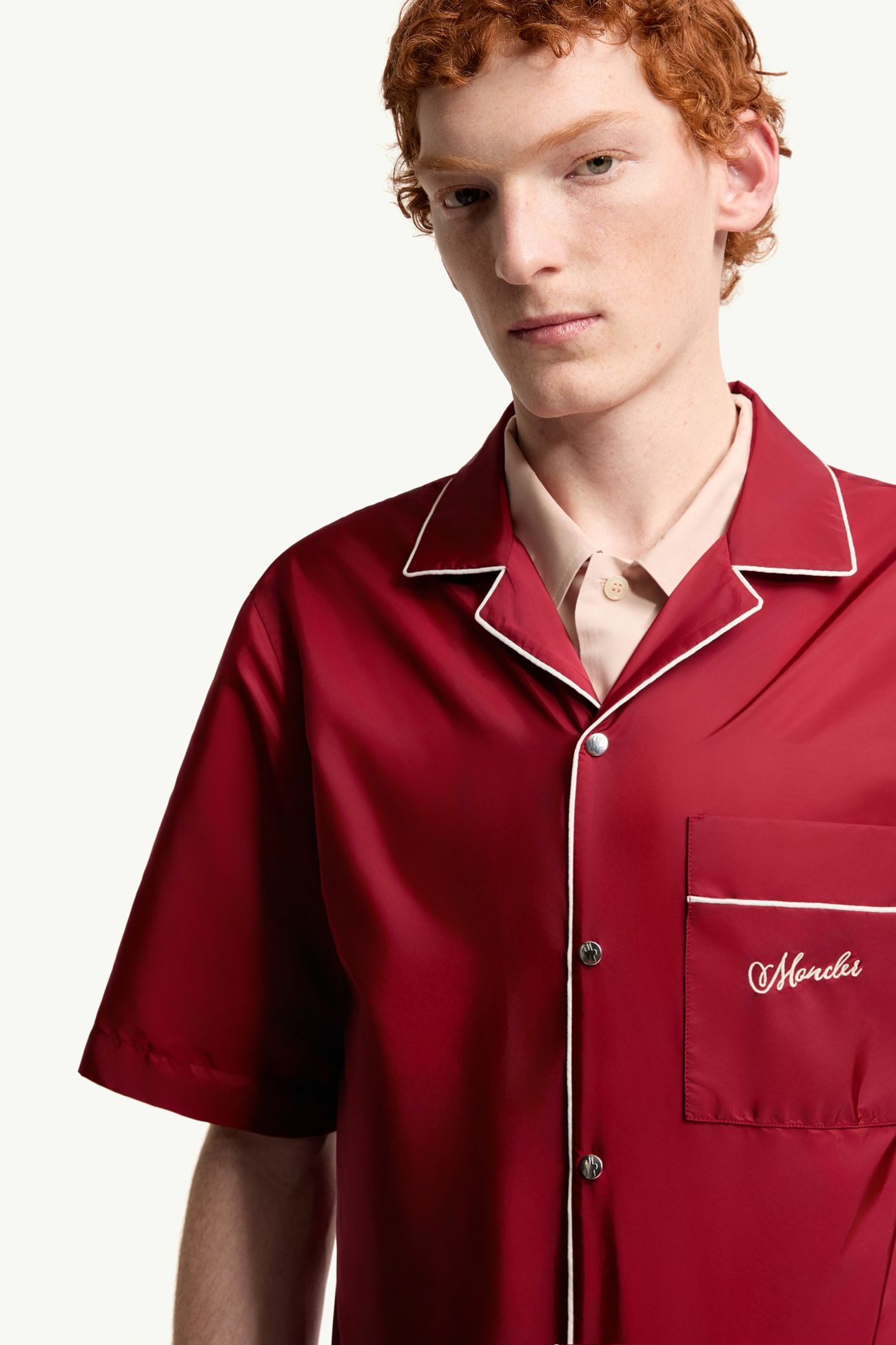 Langarmhemd mit gesticktem Logo Herren Burgunderrot Moncler 5