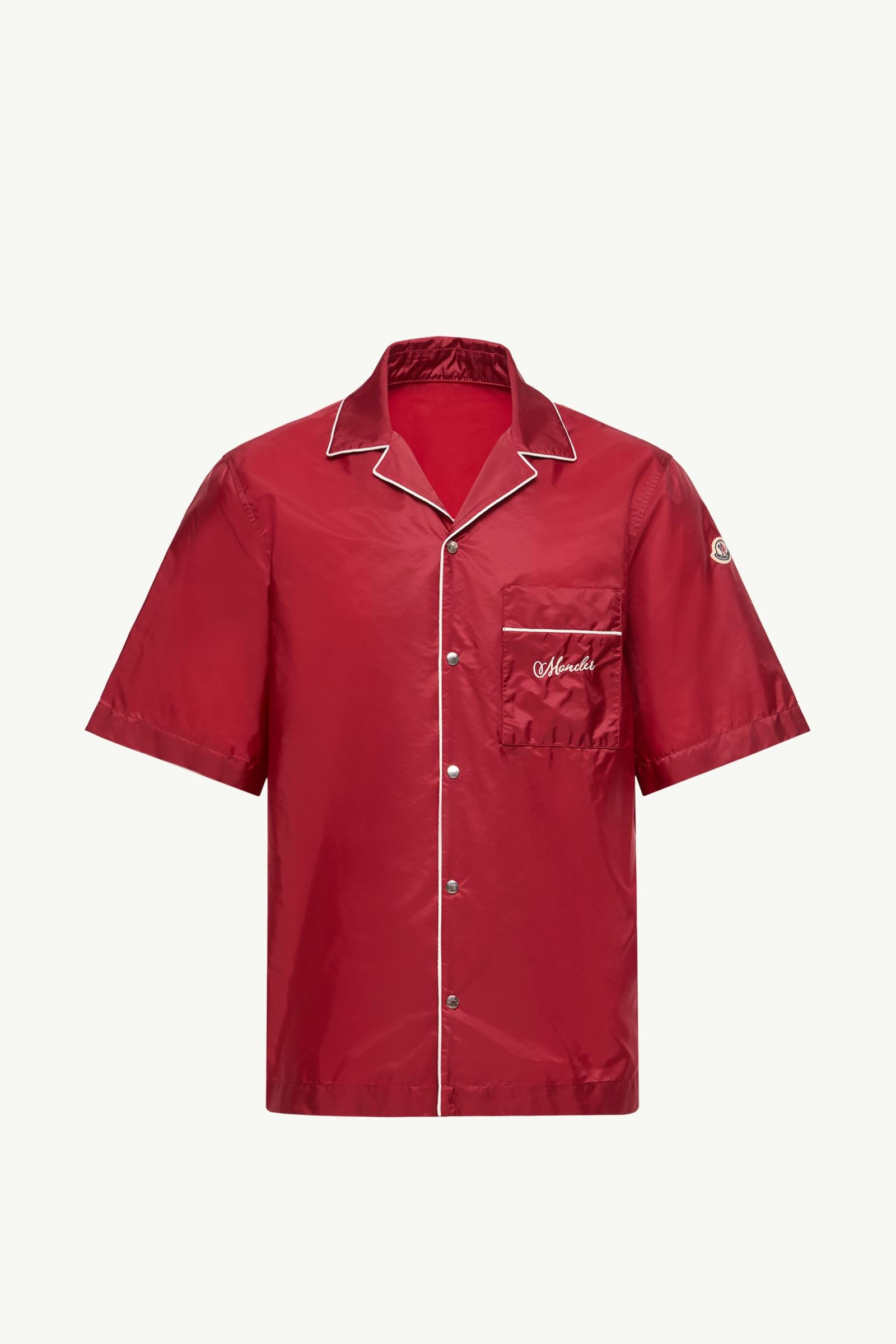 Embroidered Logo Short Sleeve Shirt Men Burgundy Moncler, 1 of 0