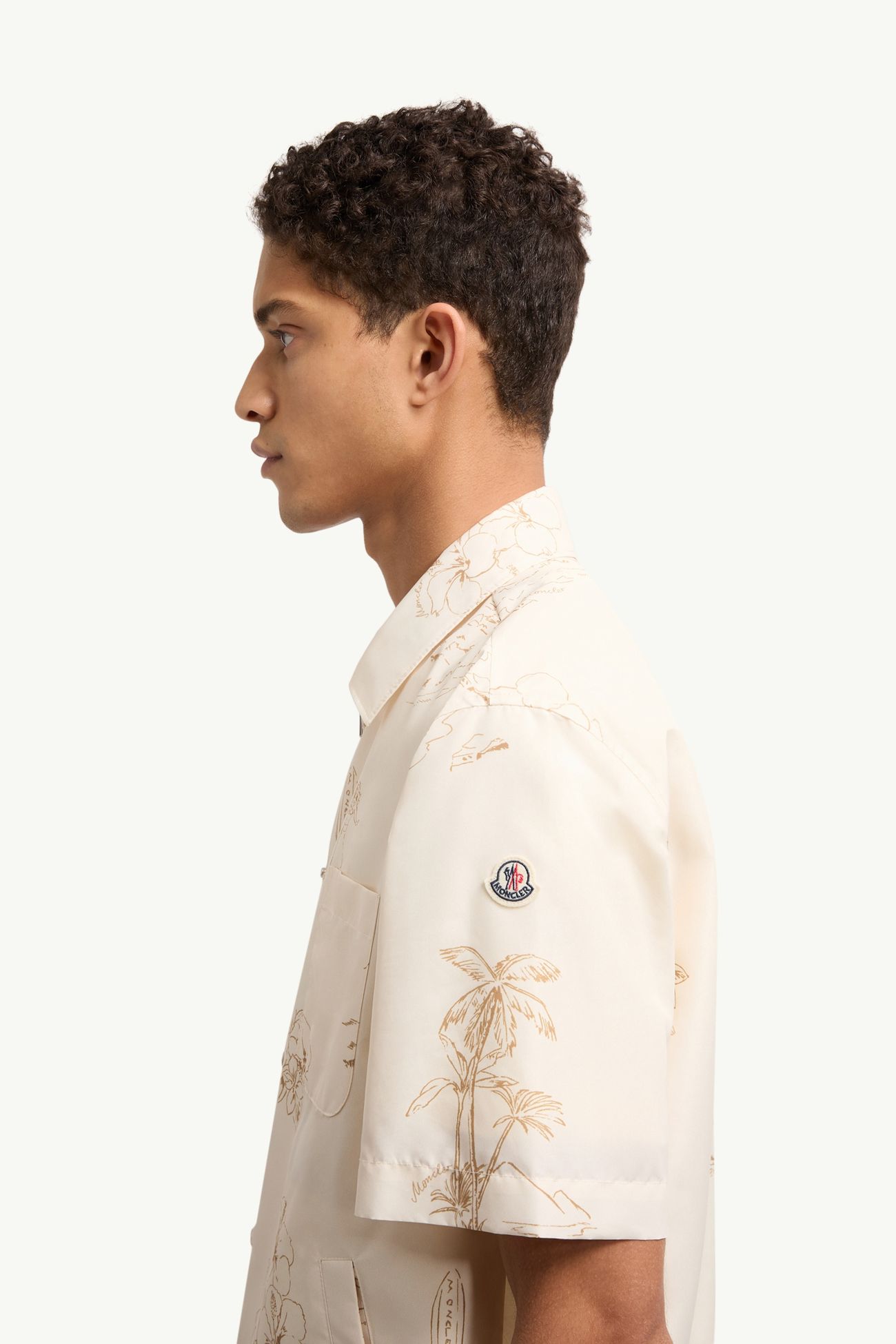 Surf Print Short Sleeve Shirt Men White Ivory Moncler 1