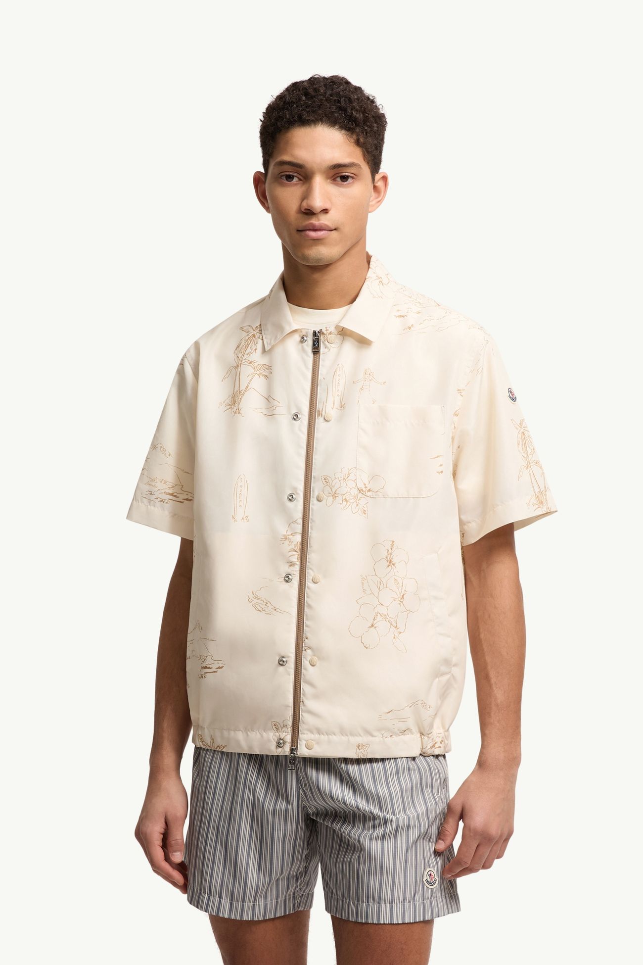 男士冲浪印花短袖衬衫 男士 象牙白 Moncler 3