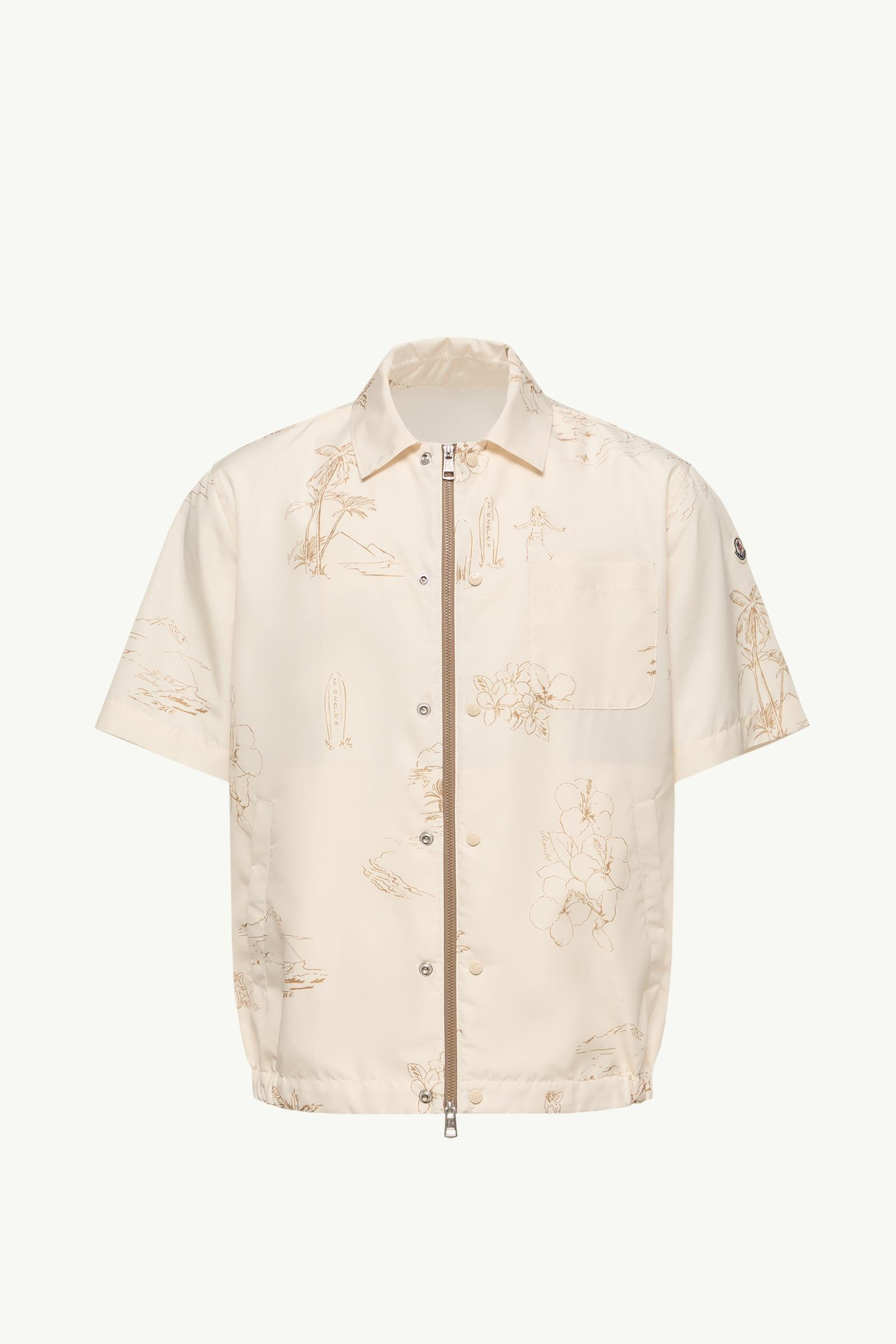 White Ivory Surf Print Short Sleeve Shirt - Shirts for Men