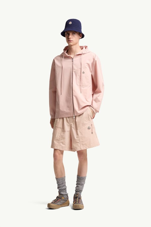 Giacca camicia in popeline misto cotone Uomo Rosa Moncler 0