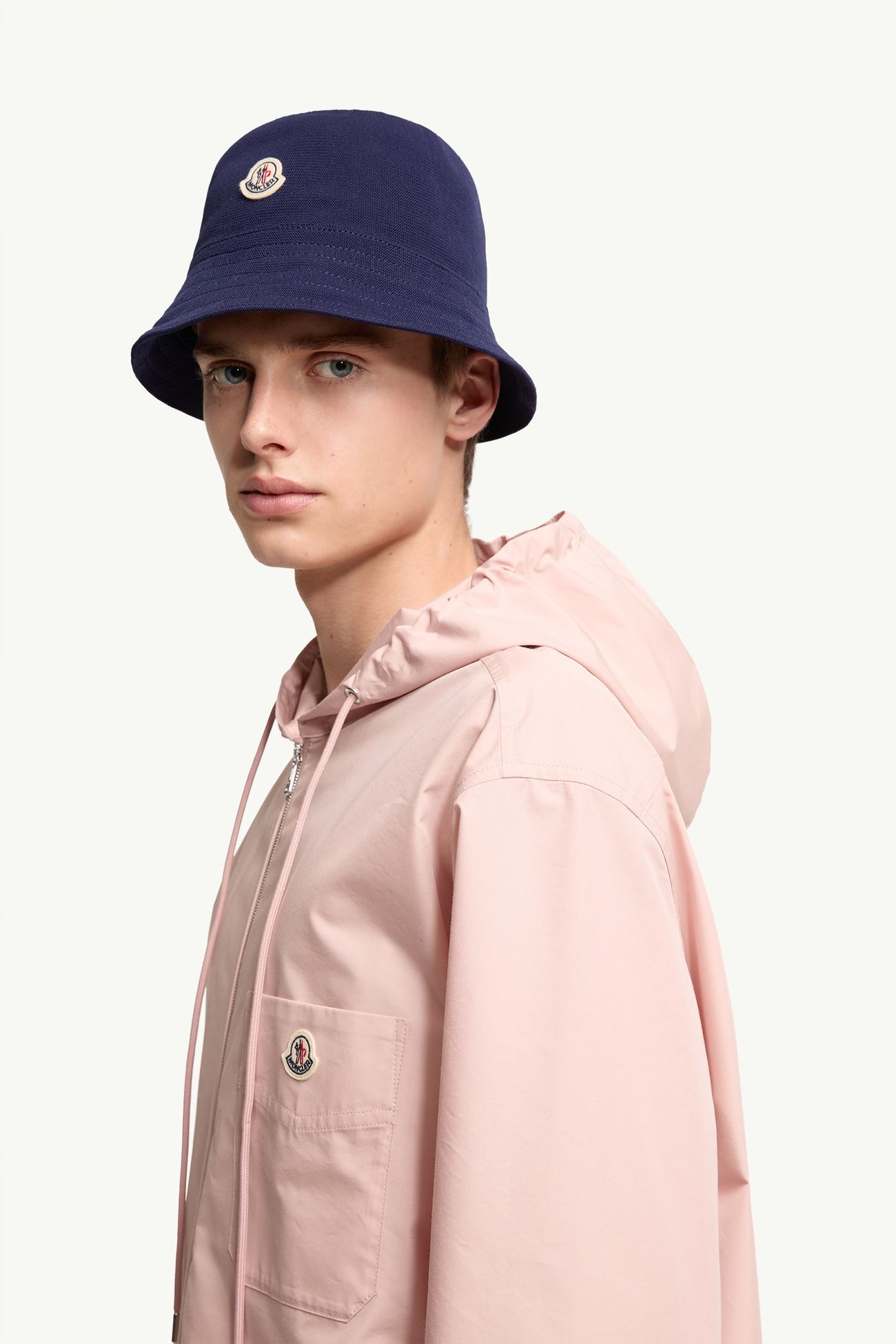 Cotton Blend Poplin Hooded Jacket Men Pink Moncler 1