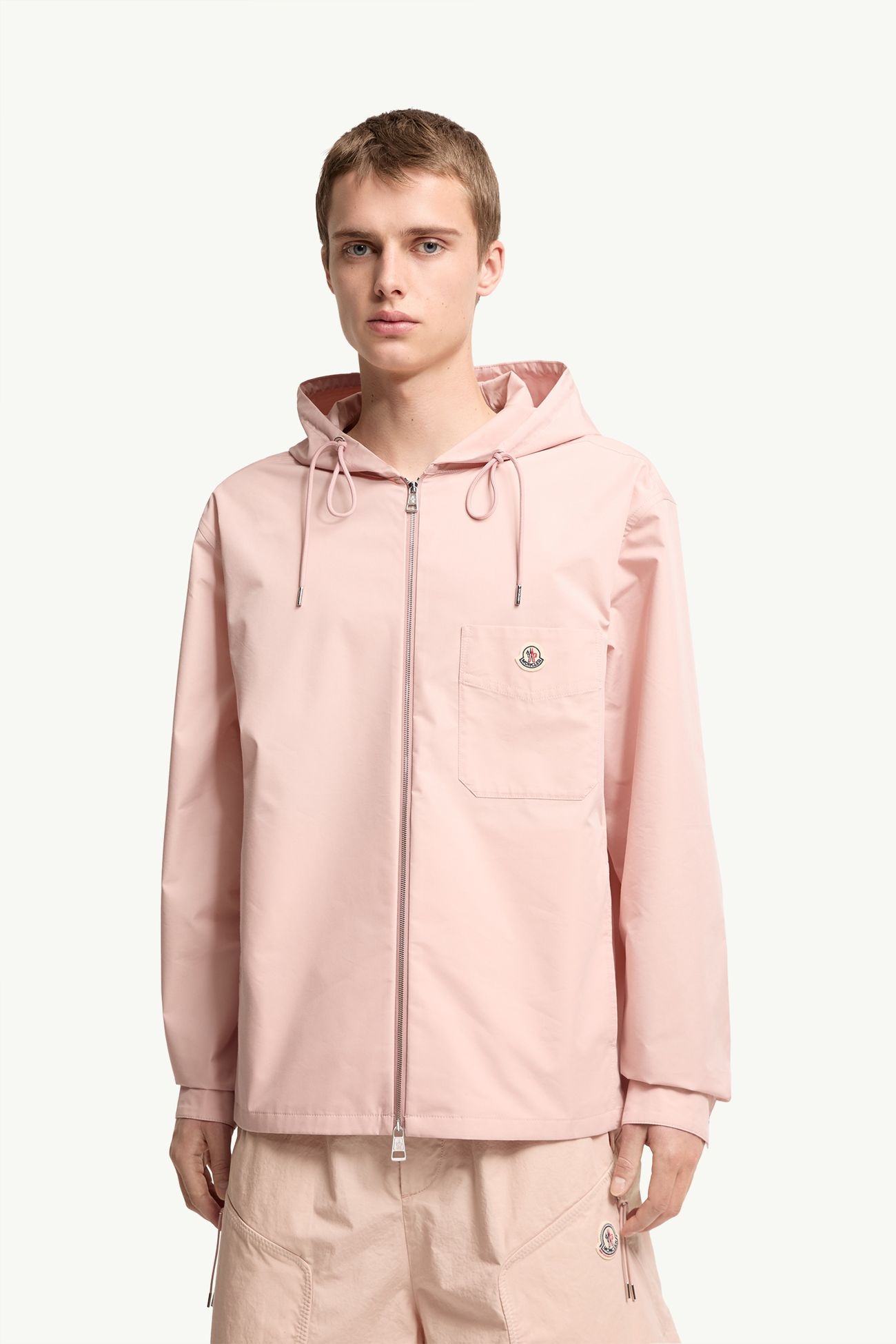 Chaqueta con capucha de popelina de mezcla de algodón Hombre Rosado Moncler 3