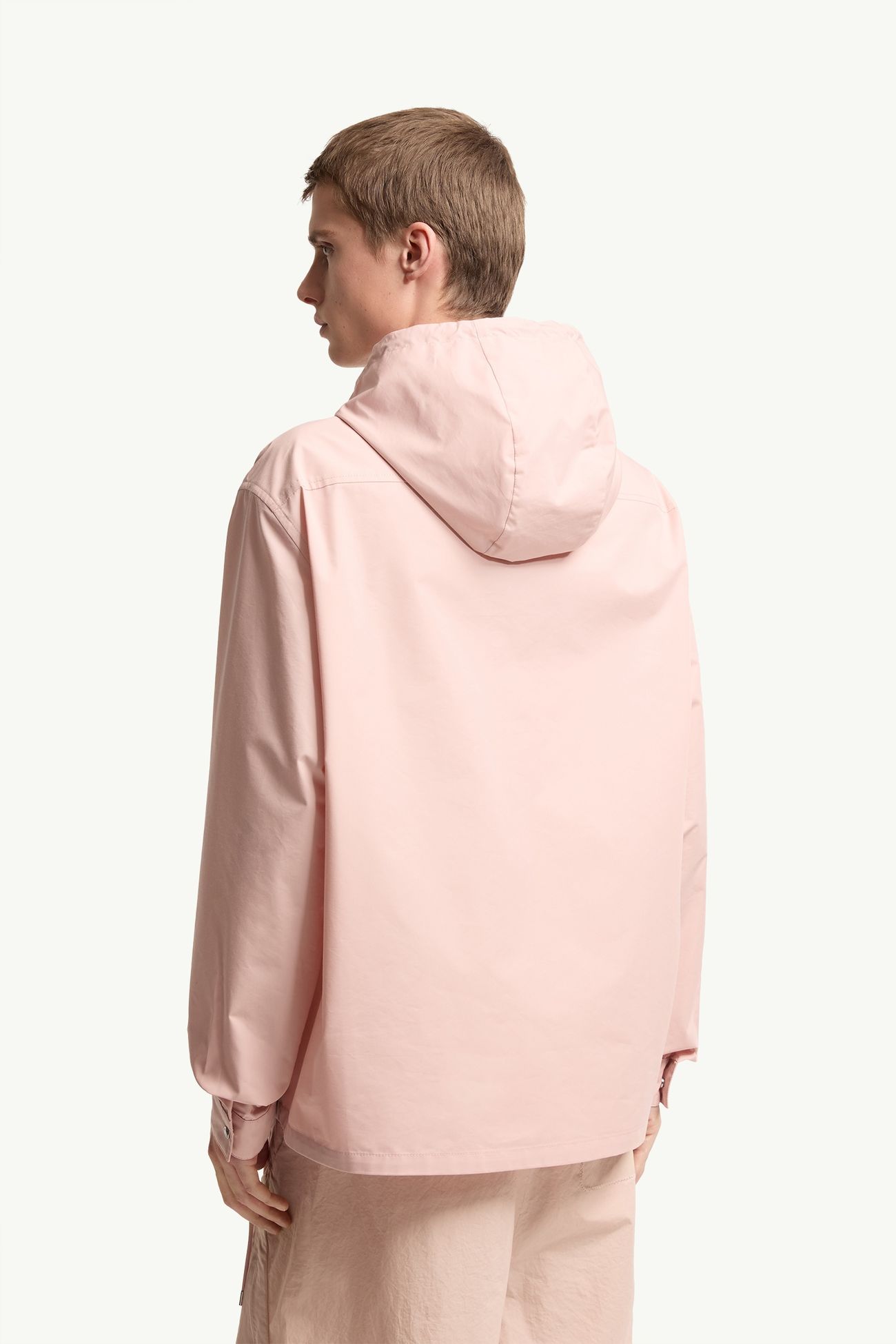 Cotton Blend Poplin Hooded Jacket Men Pink Moncler 4