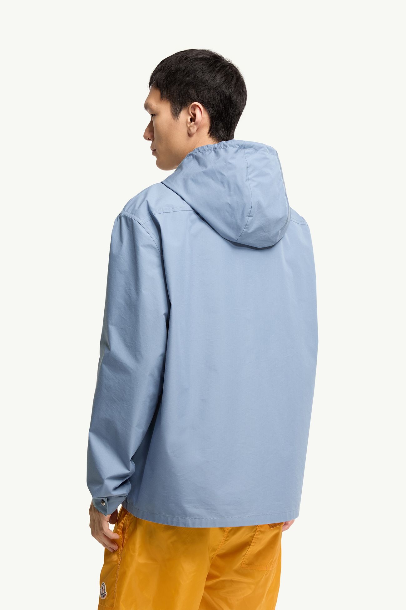 Chaqueta camisera de popelina de mezcla de algodón con capucha Hombre Azul cobalto Moncler 4