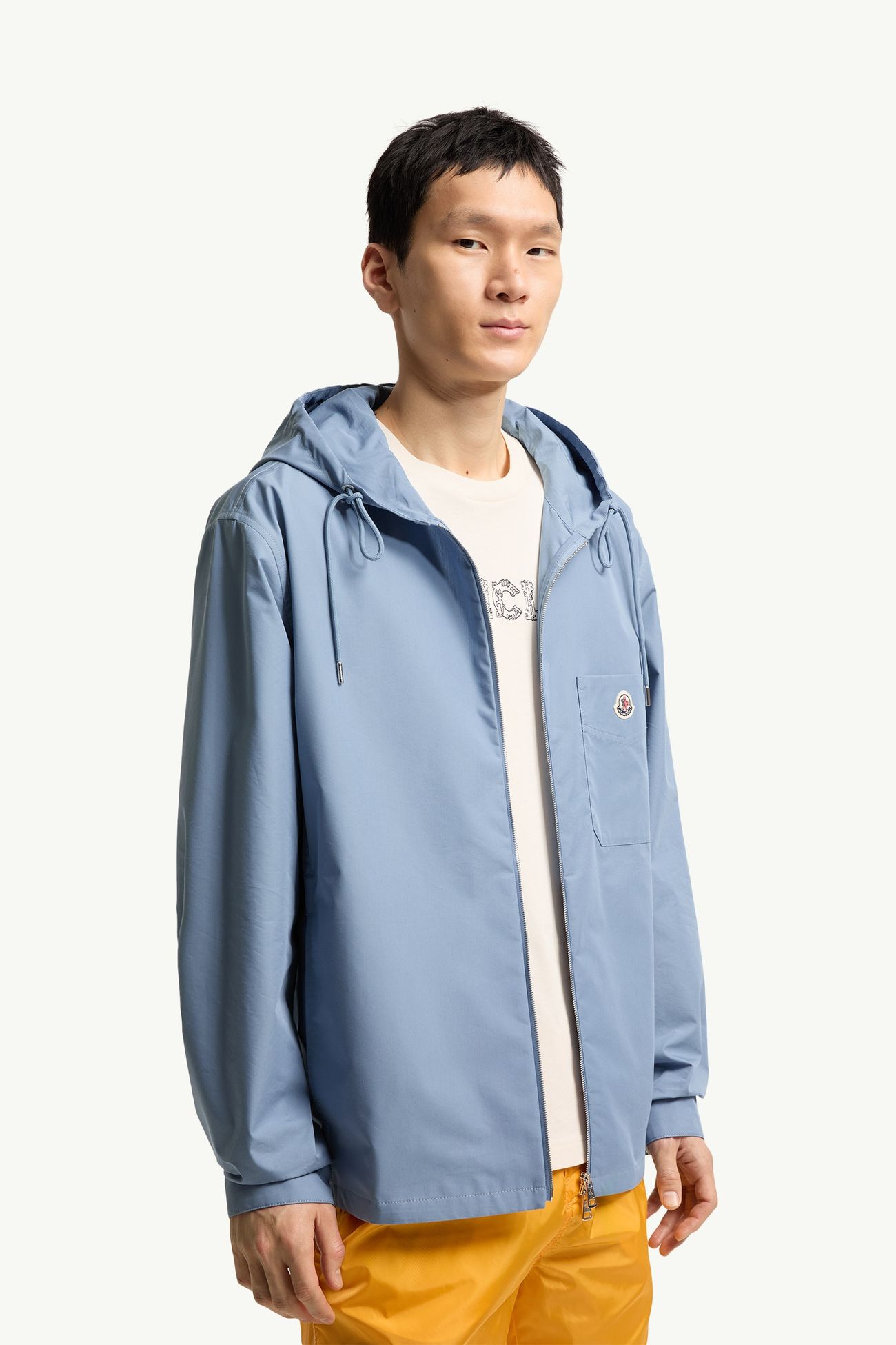 Cotton Blend Poplin Hooded Shirt Jacket Men Cobalt Blue Moncler 5