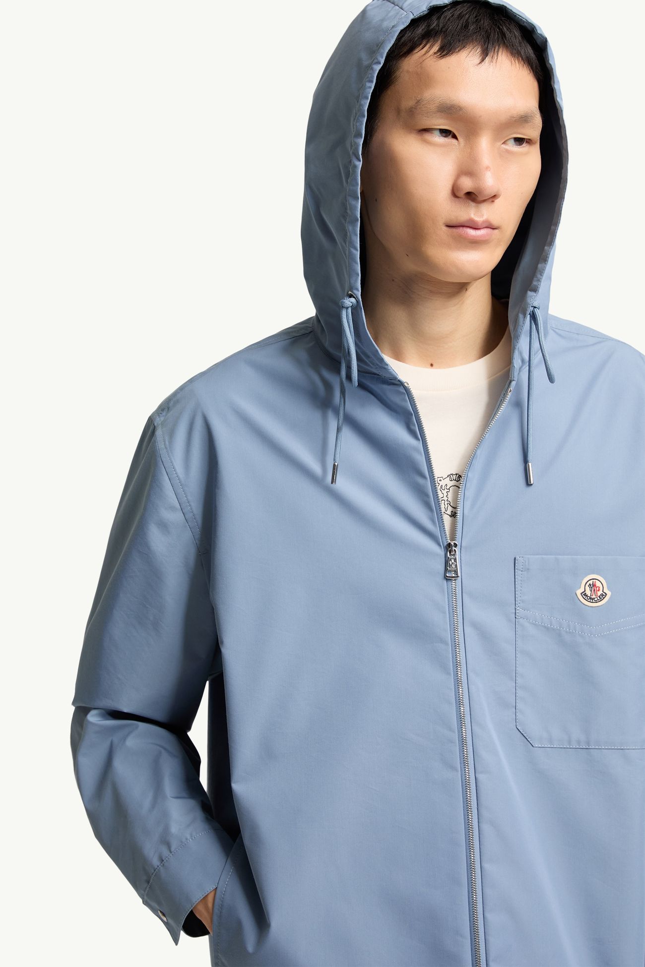 Hemdjacke mit Kapuze aus Popeline aus einer Baumwollmischung Herren Kobaltblau Moncler 6
