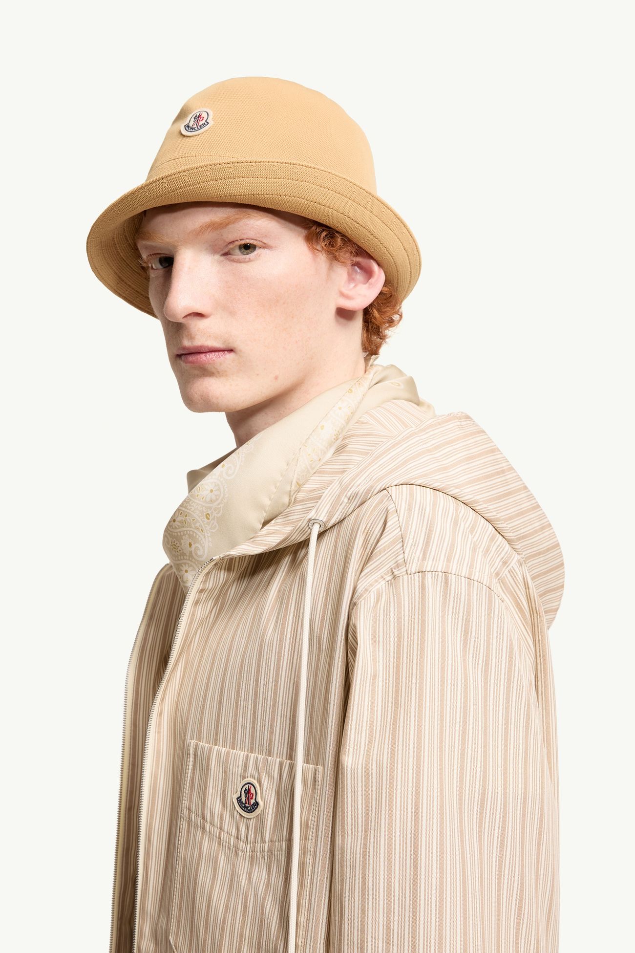Chemise en popeline de coton à rayures Hommes Beige Moncler 1