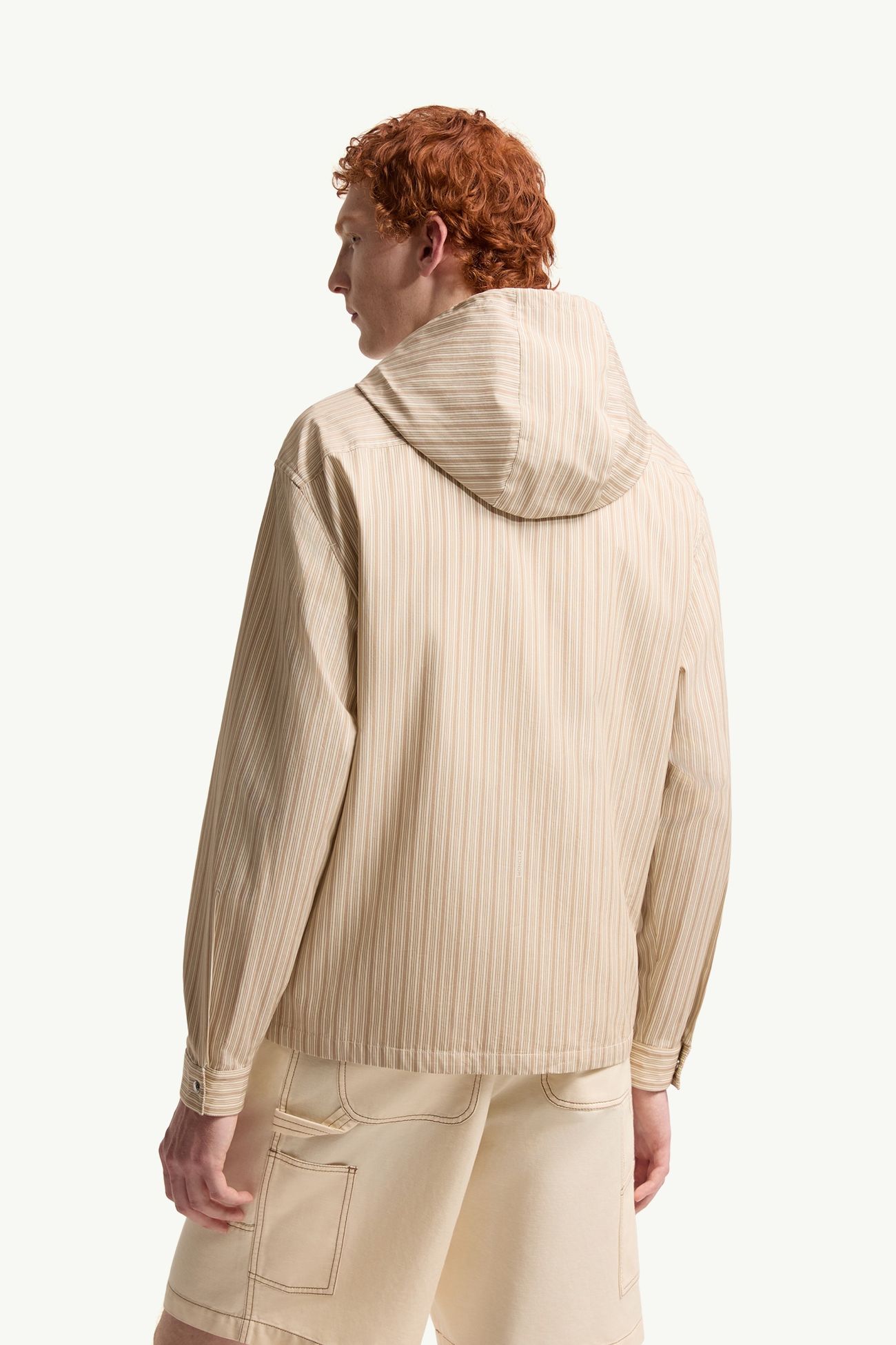 Camicia a righe in popeline di cotone Uomo Beige Moncler 4