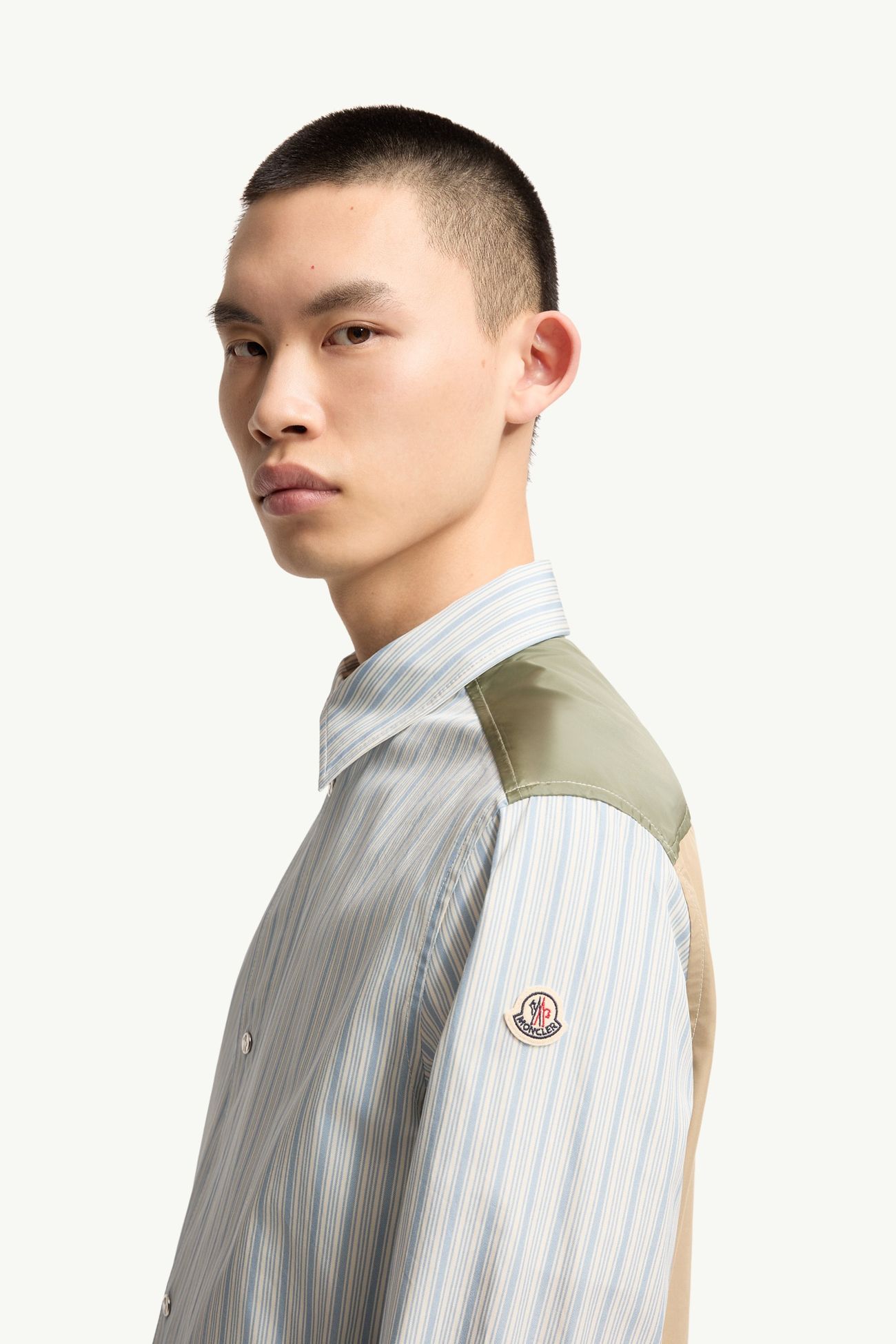 條紋棉質府綢恤衫 男士 淺藍色 Moncler 1