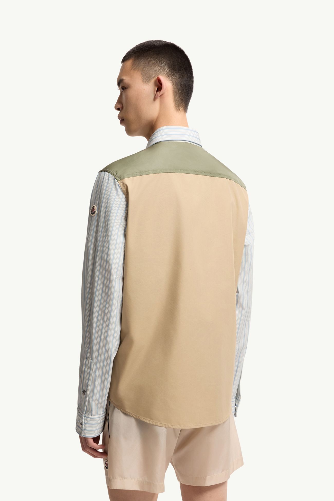 Gestreiftes Hemd aus Baumwollpopeline Herren Hellblau Moncler 4