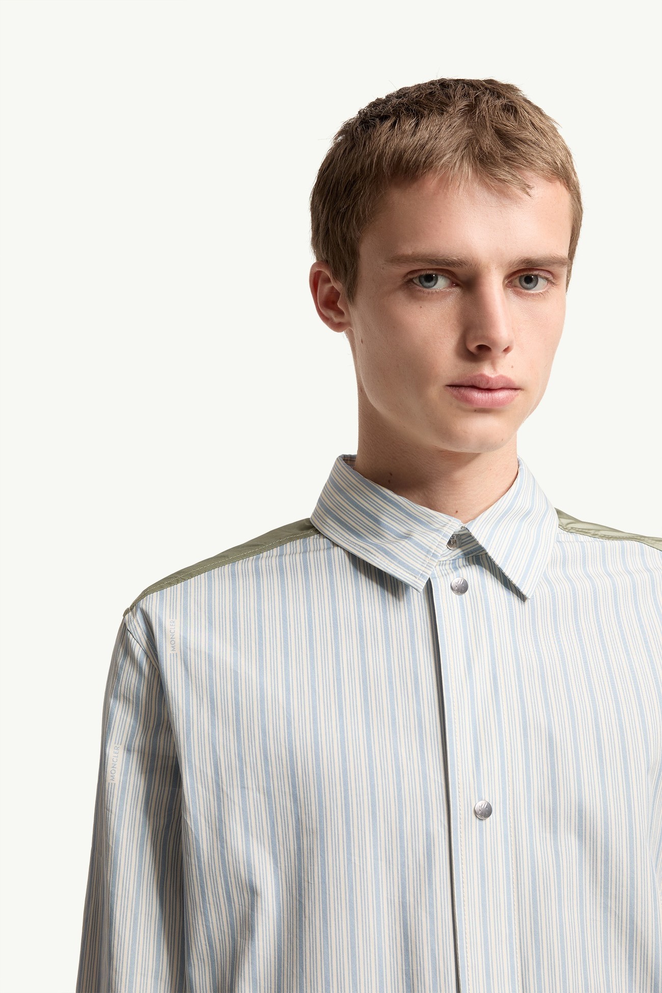 Striped Cotton Poplin Shirt Men Light Blue Moncler 6