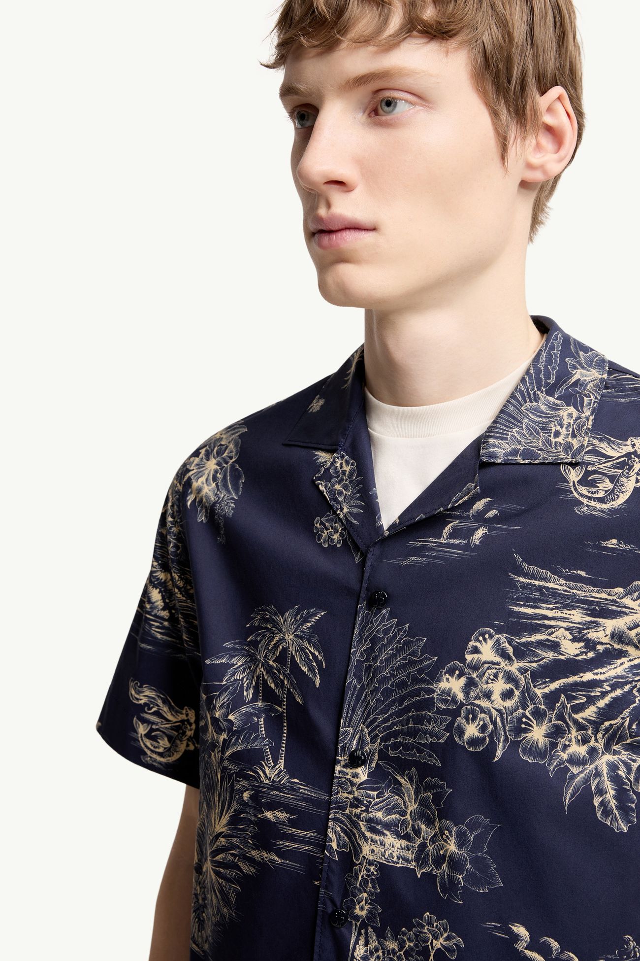 花卉印花短袖棉質恤衫 男士 海軍藍色 Moncler 5