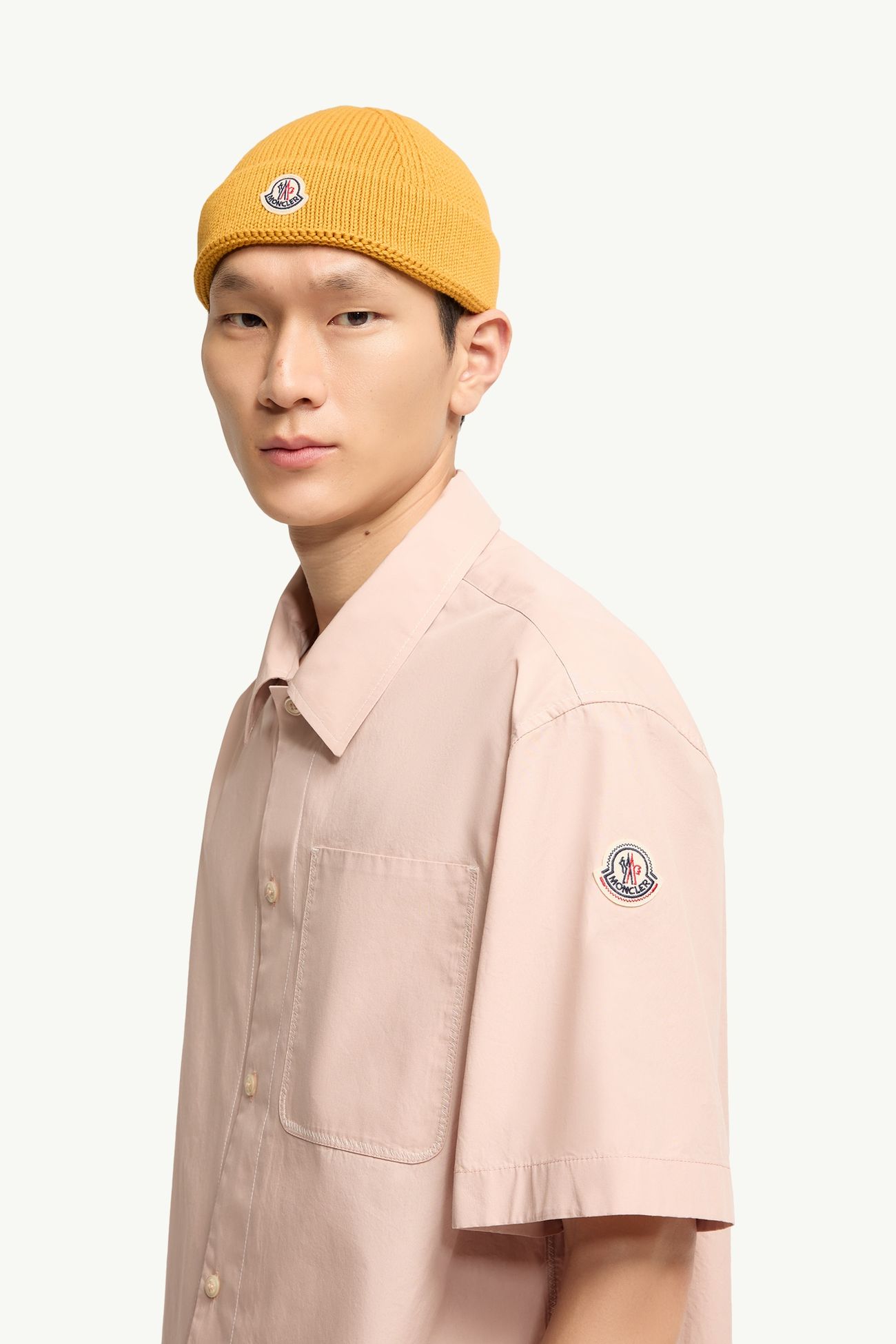 棉質府綢短袖恤衫 男士 淺粉紅色 Moncler 1