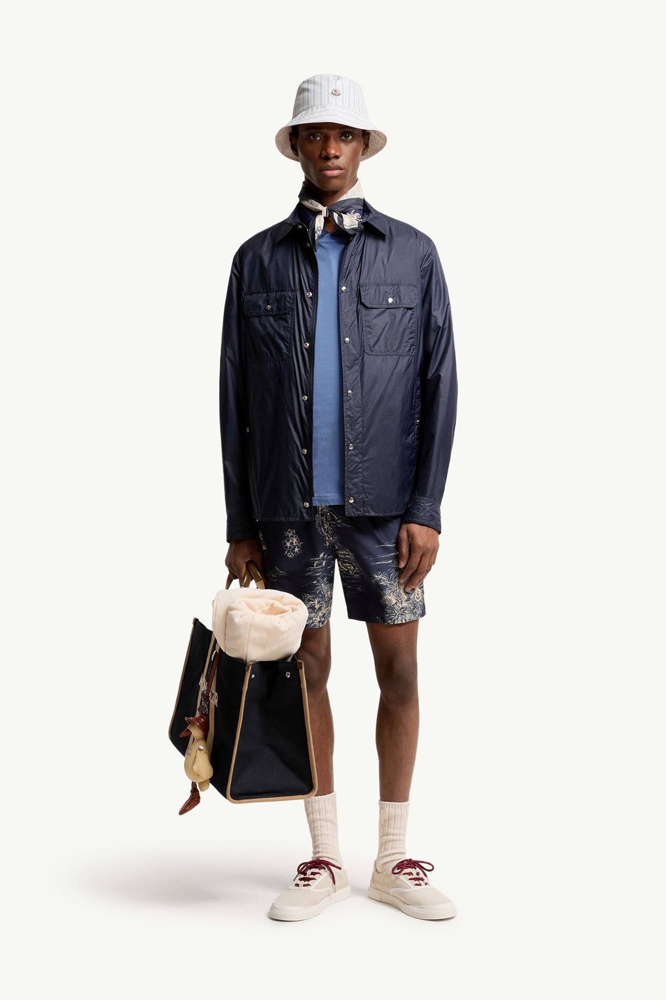 Logo Patch Long Sleeve Shirt Men Navy Blue Moncler 0