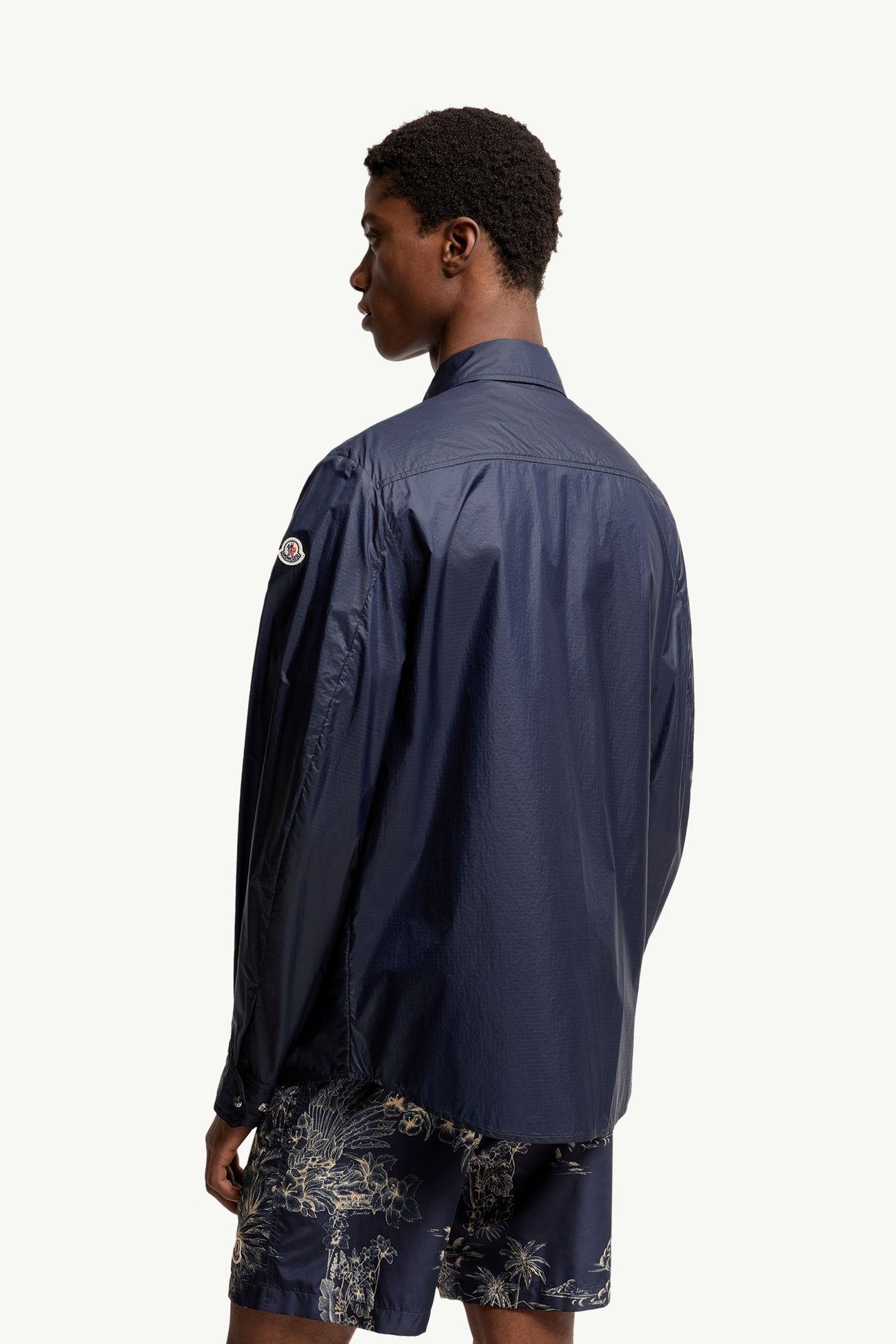 Logo Patch Long Sleeve Shirt Men Navy Blue Moncler 4