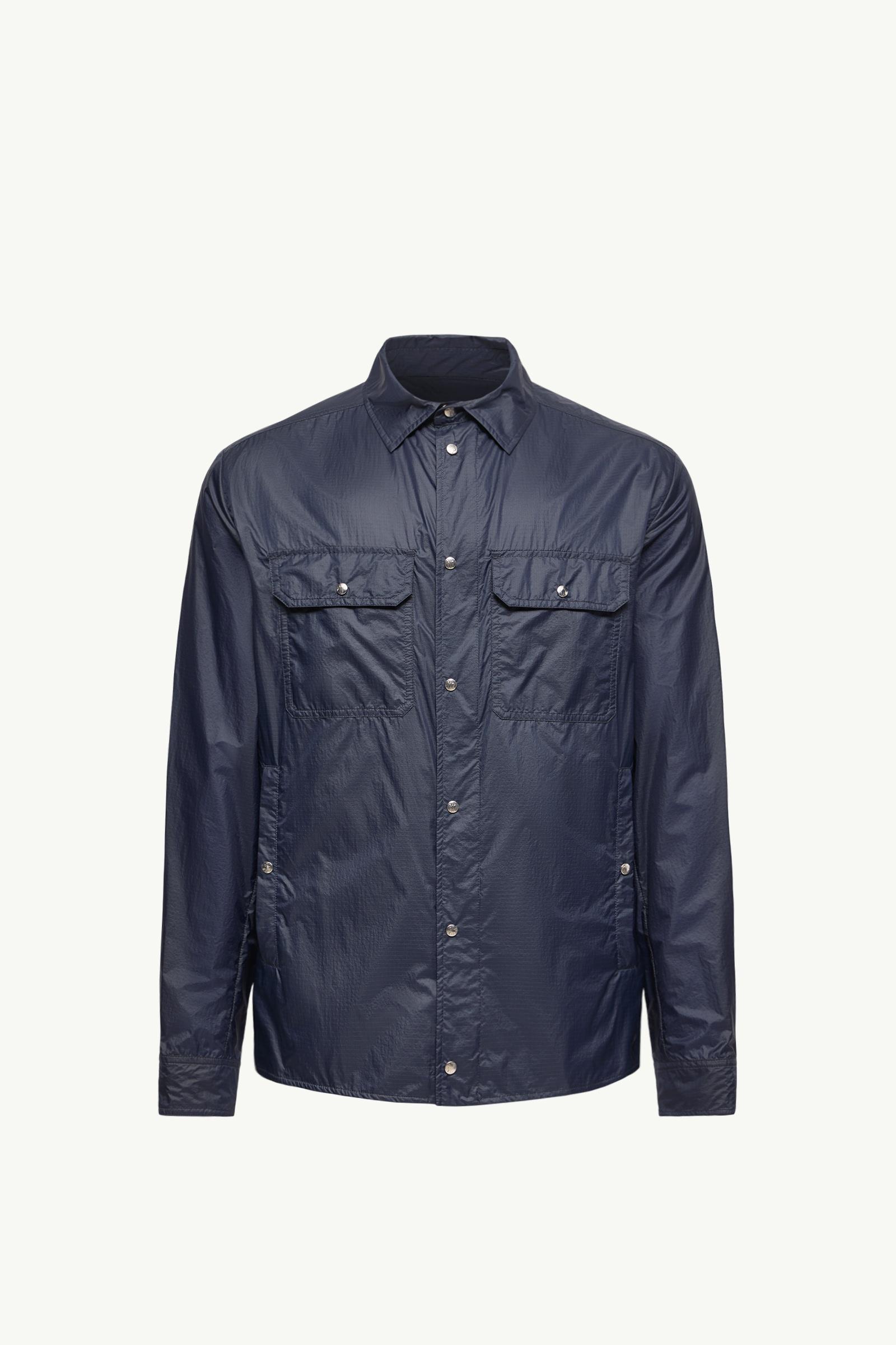 Navy Blue Logo Patch Long Sleeve Shirt - Shirt Jackets for Men