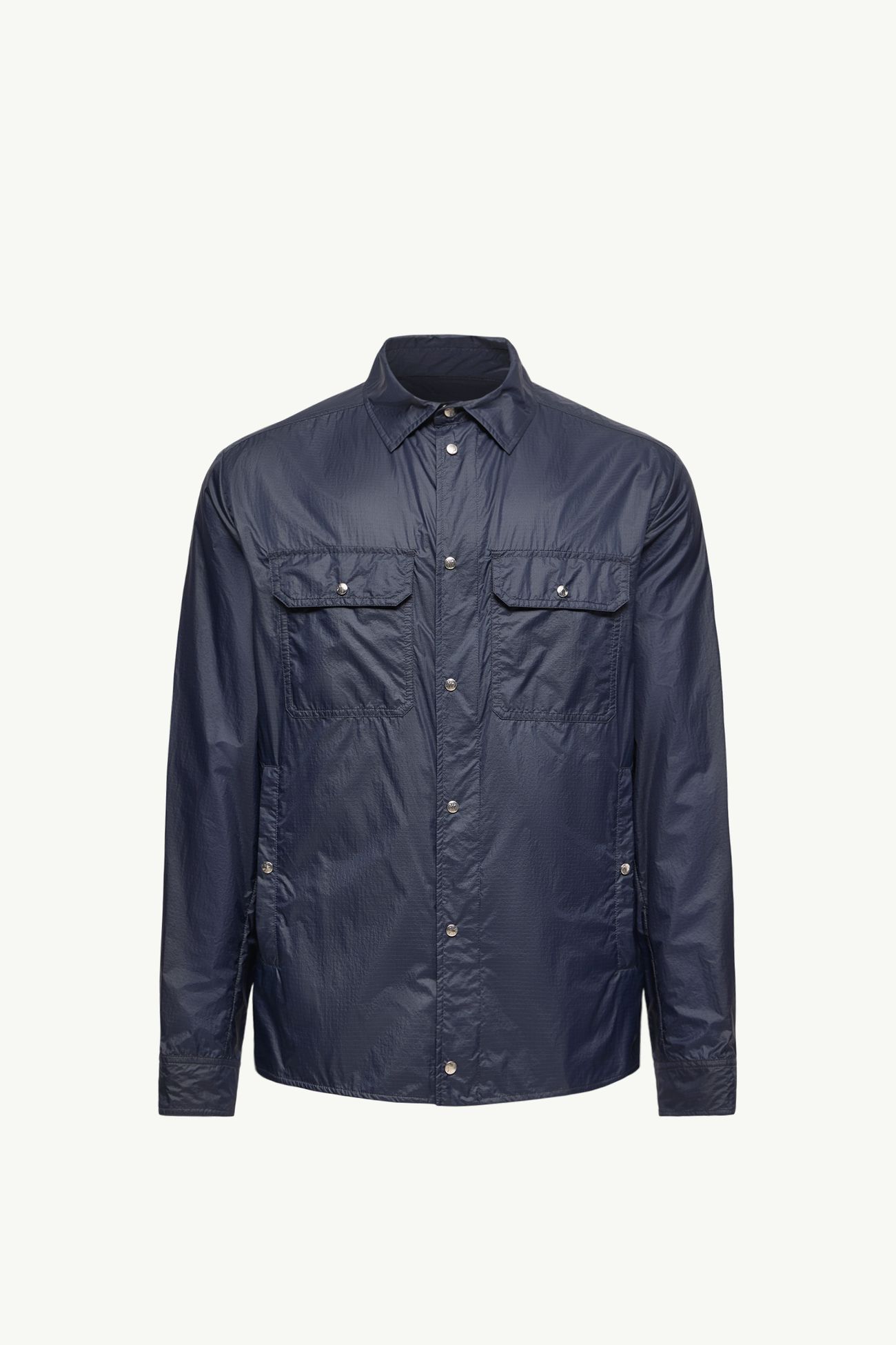 Logo Patch Long Sleeve Shirt Men Navy Blue Moncler 2