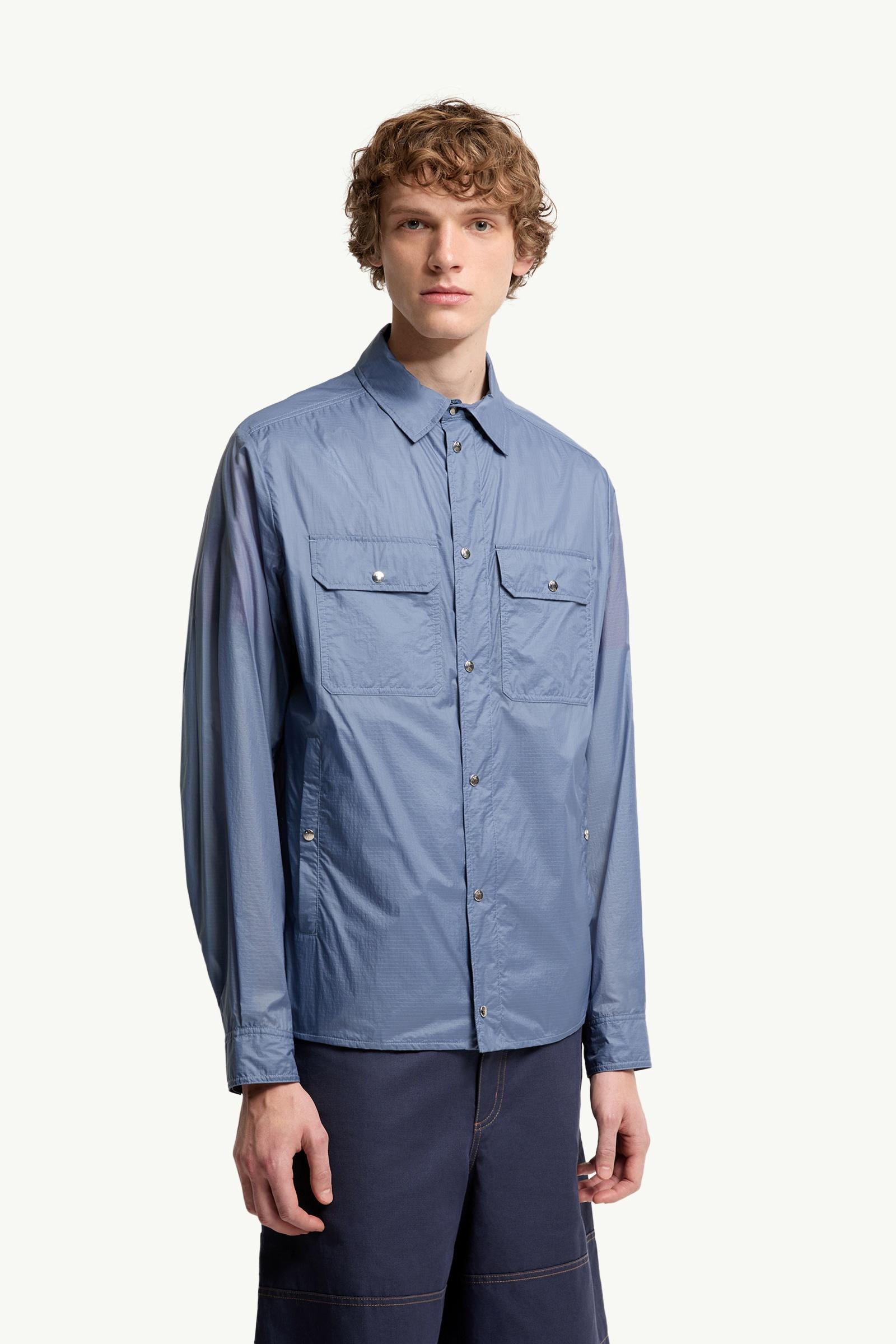 Denim Blue Logo Patch Long Sleeve Shirt - Shirt Jackets for Men