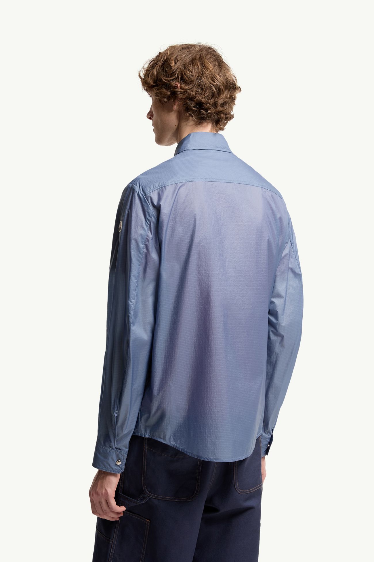 Langärmeliges Hemd mit Logoaufnäher Herren Jeansblau Moncler 4