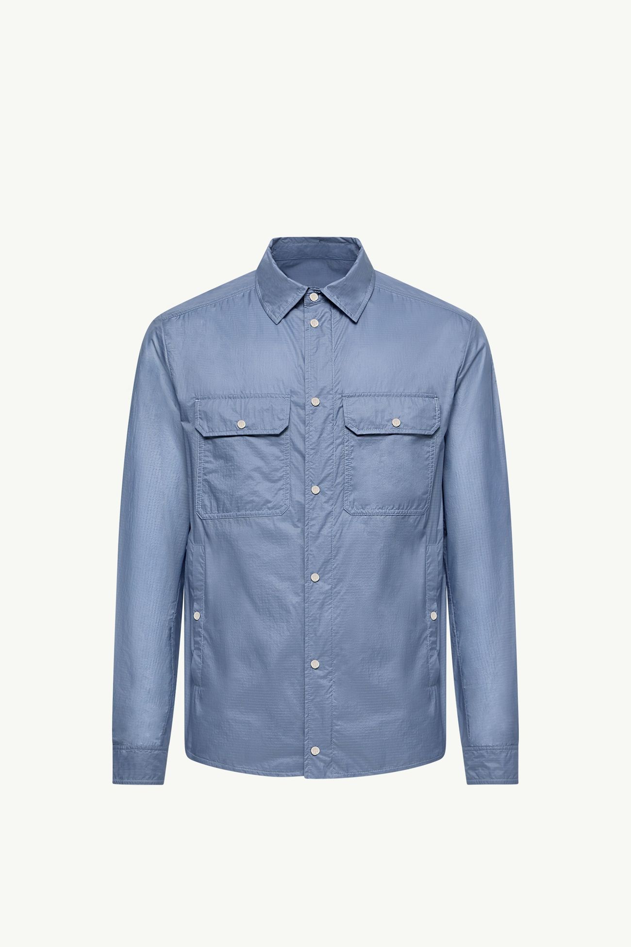 Logo Patch Long Sleeve Shirt Jacket Men Denim Blue Moncler 2