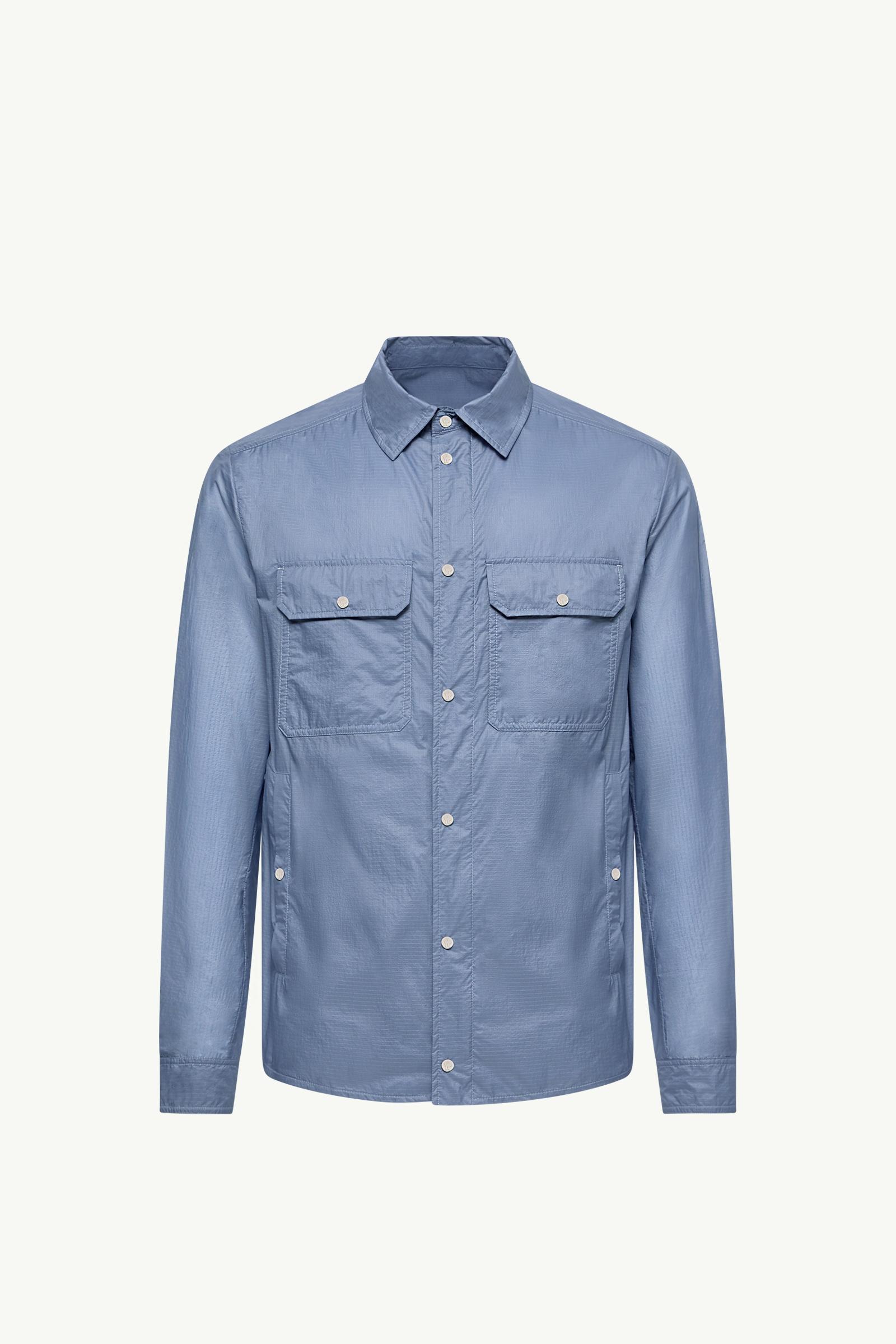 Denim Blue Logo Patch Long Sleeve Shirt - Shirt Jackets for Men