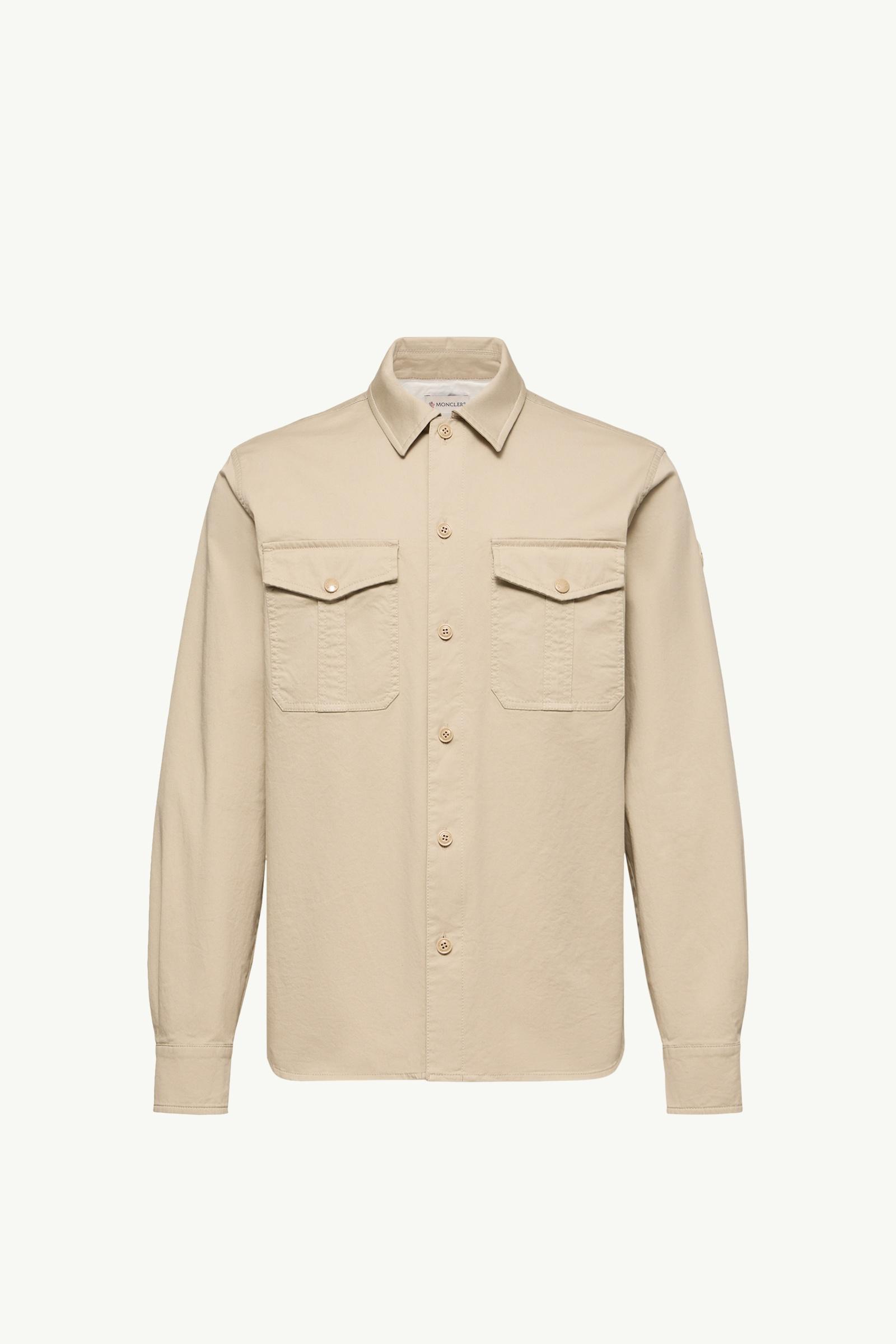 Cotton Blend Gabardine Long Sleeve Shirt Men Light Beige Moncler, 1 of 0