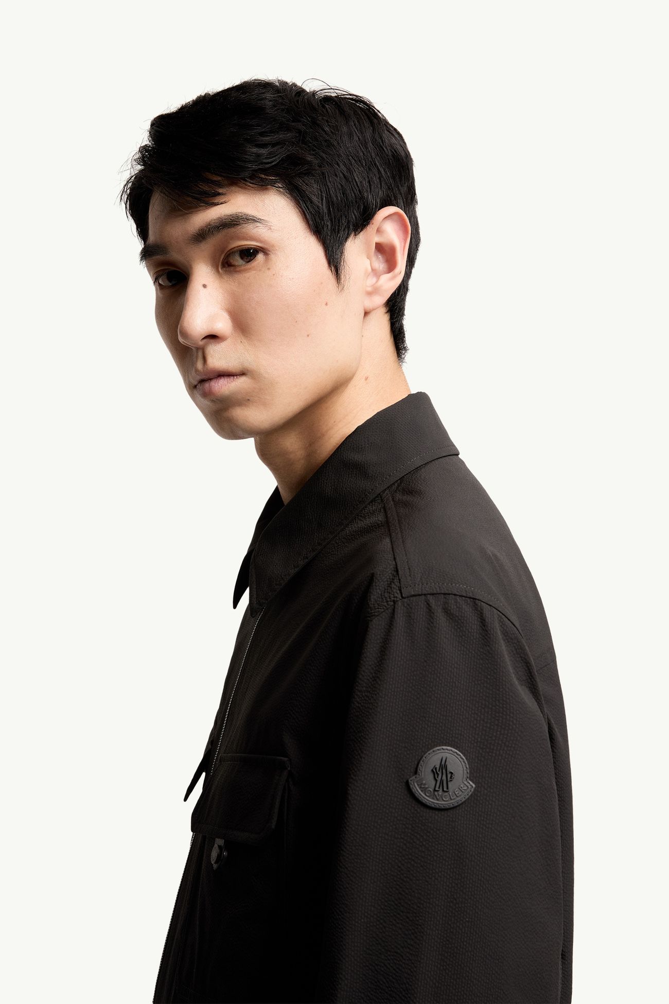 泡泡紗恤衫式外套 男士 黑色 Moncler 1