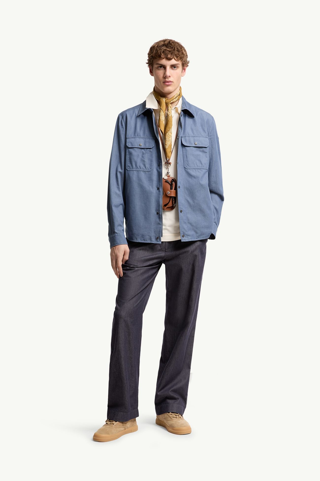 Denim Shirt Jacket Men Sky Blue Moncler 0